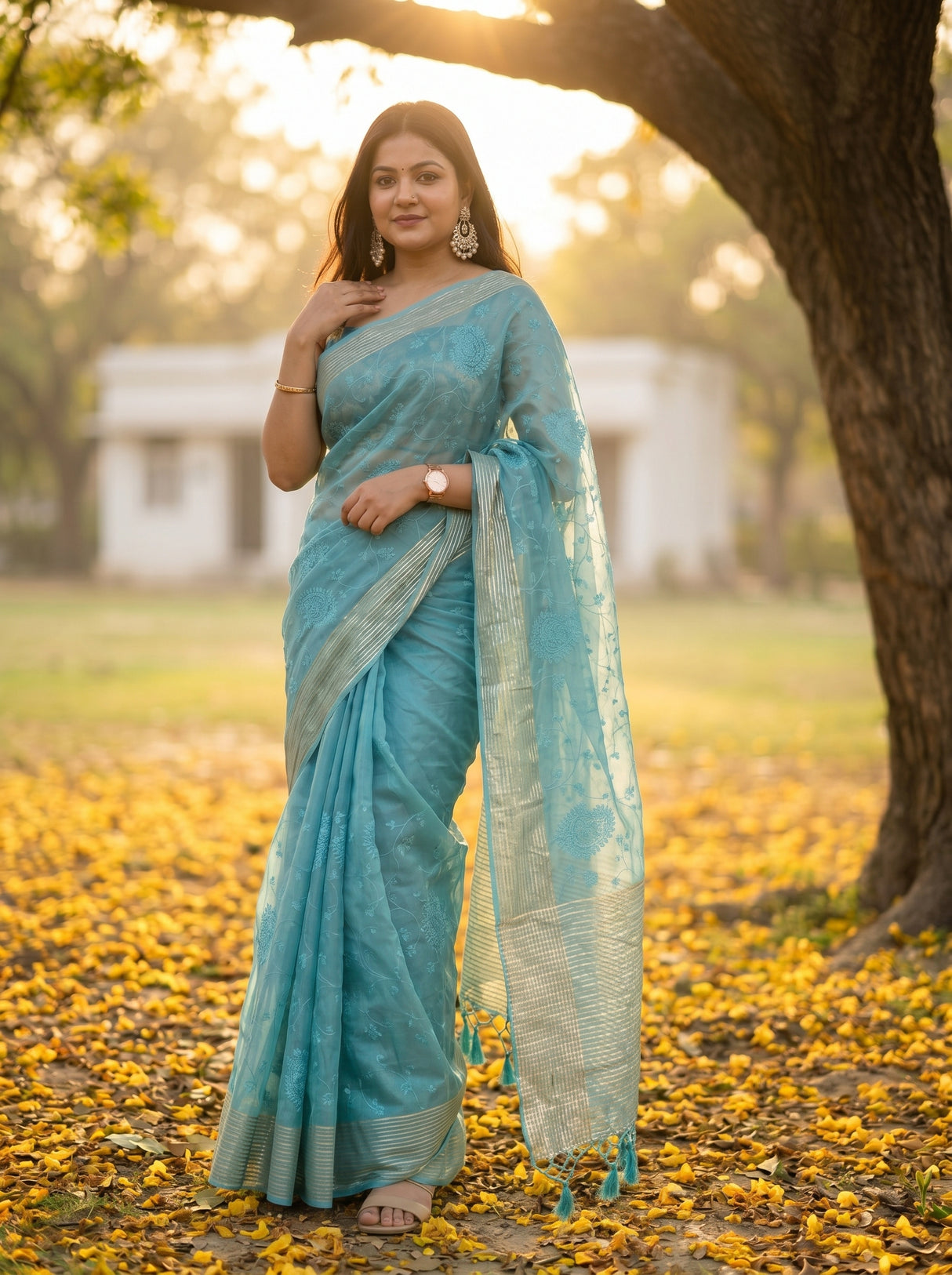 MIMOSA Sapphire Saree Saree — pose 5 styling detail