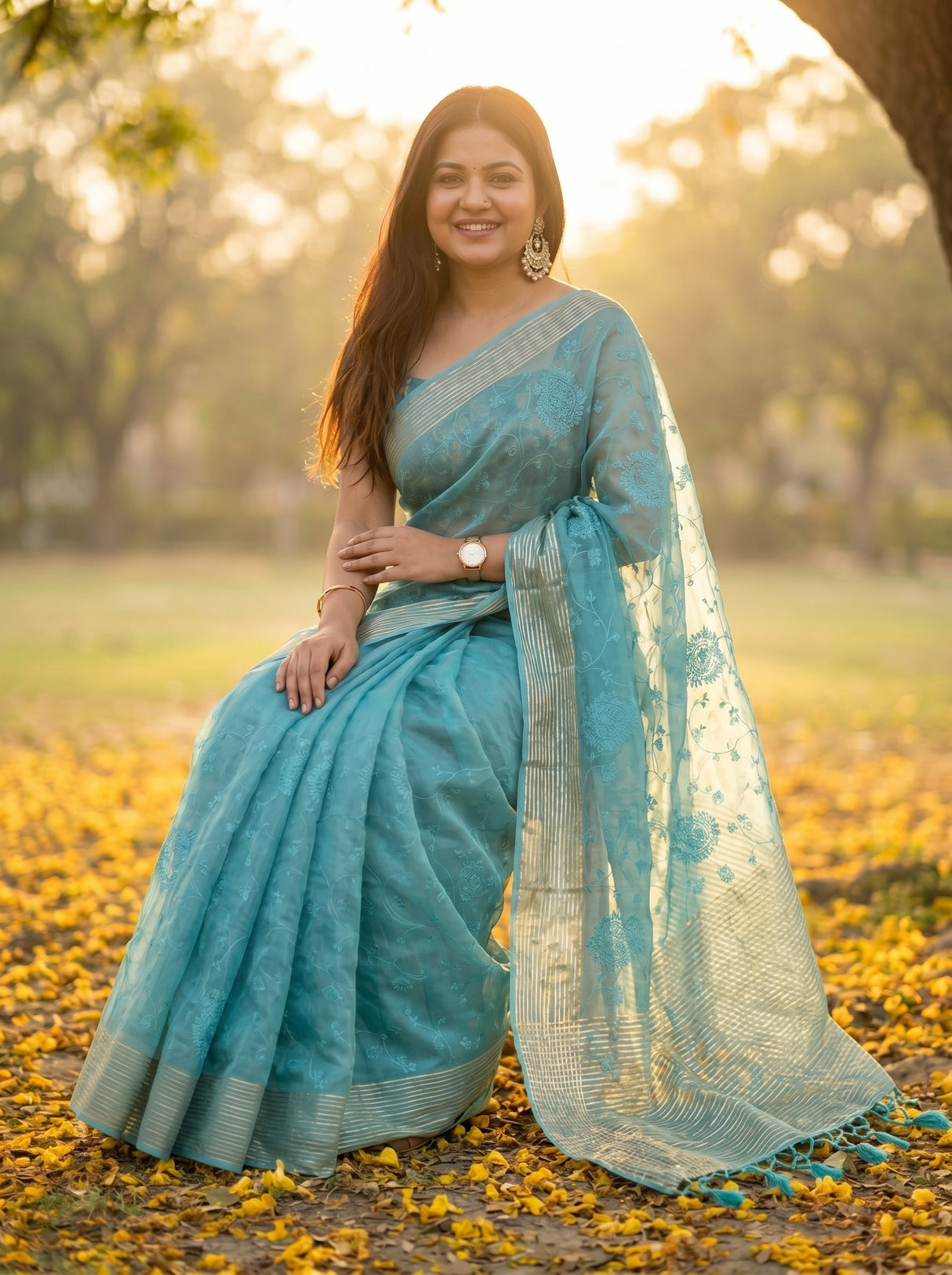 MIMOSA Sapphire Saree Saree — pose 8 styling detail