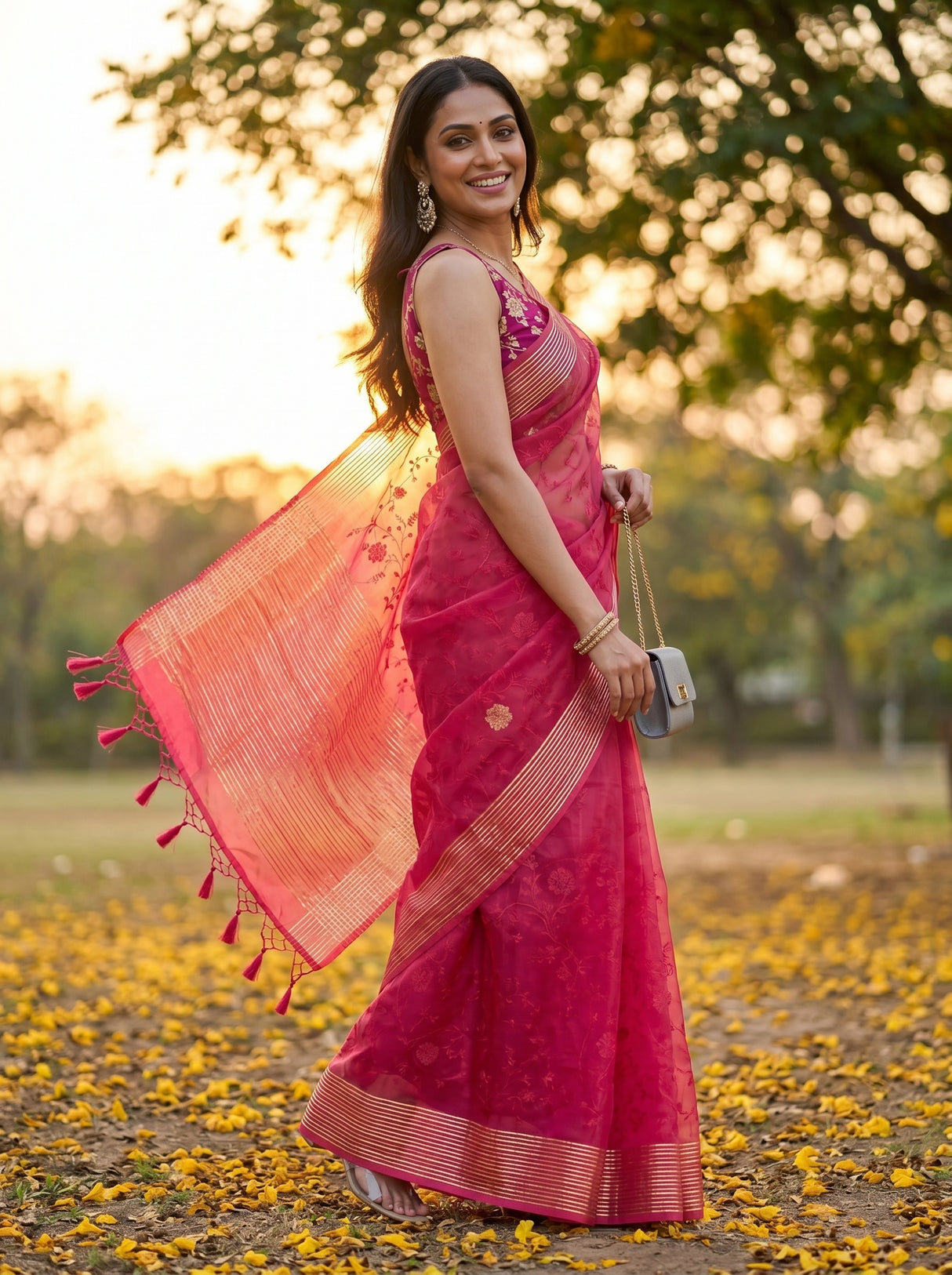 MIMOSA Strawberry Saree Saree — pose 9 styling detail