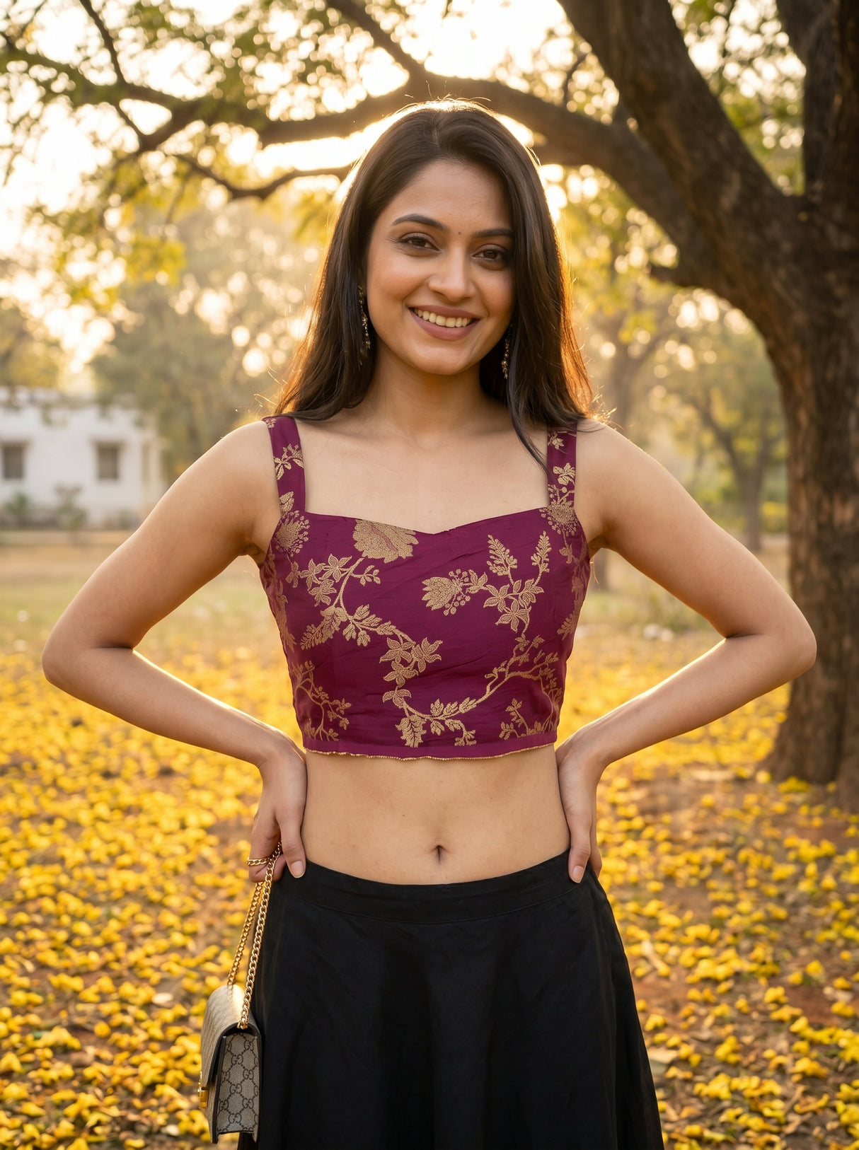 MIMOSA Wine Saree Saree — blouse close-up