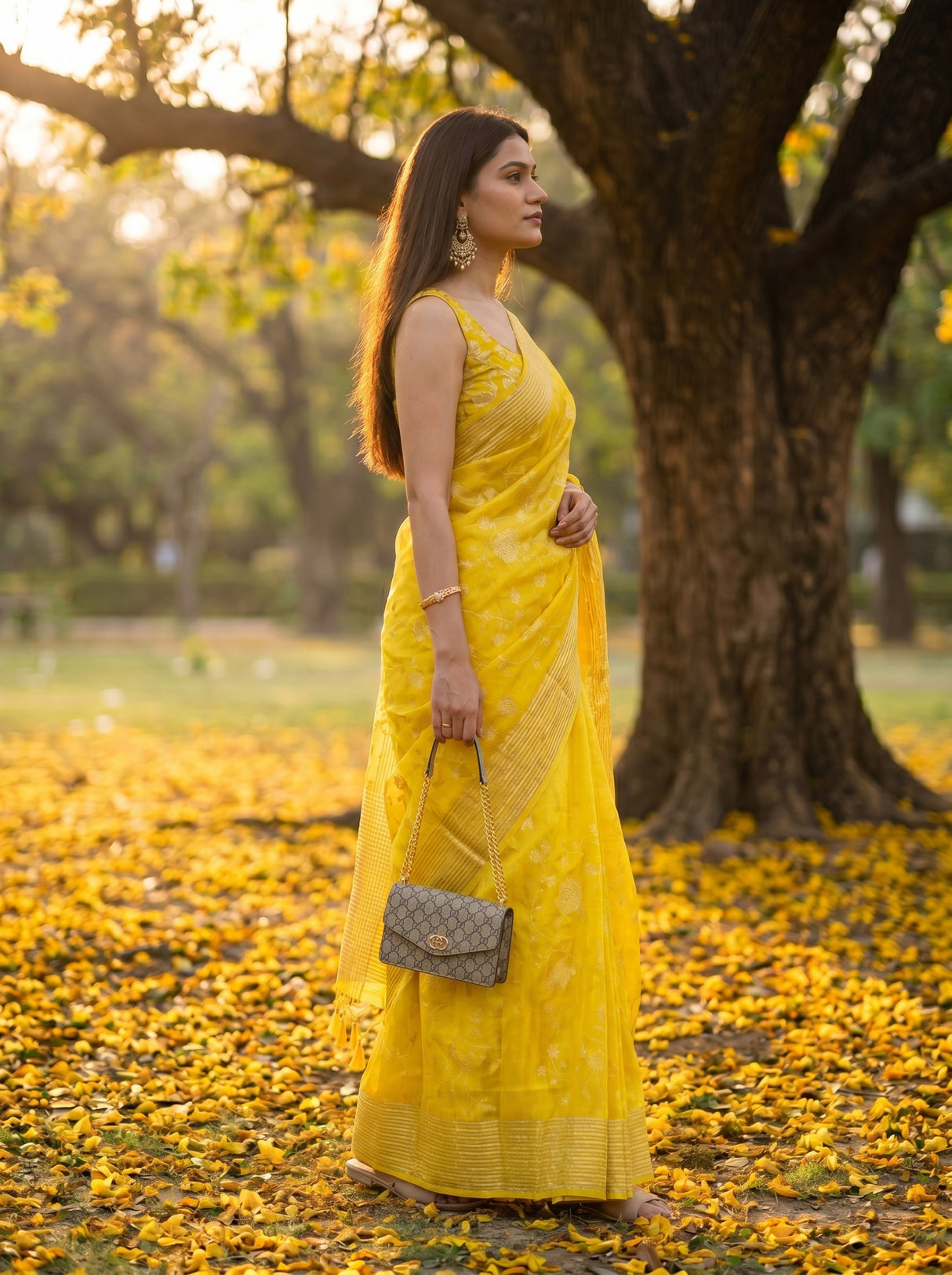 MIMOSA Yellow Saree Saree — pose 3 styling detail