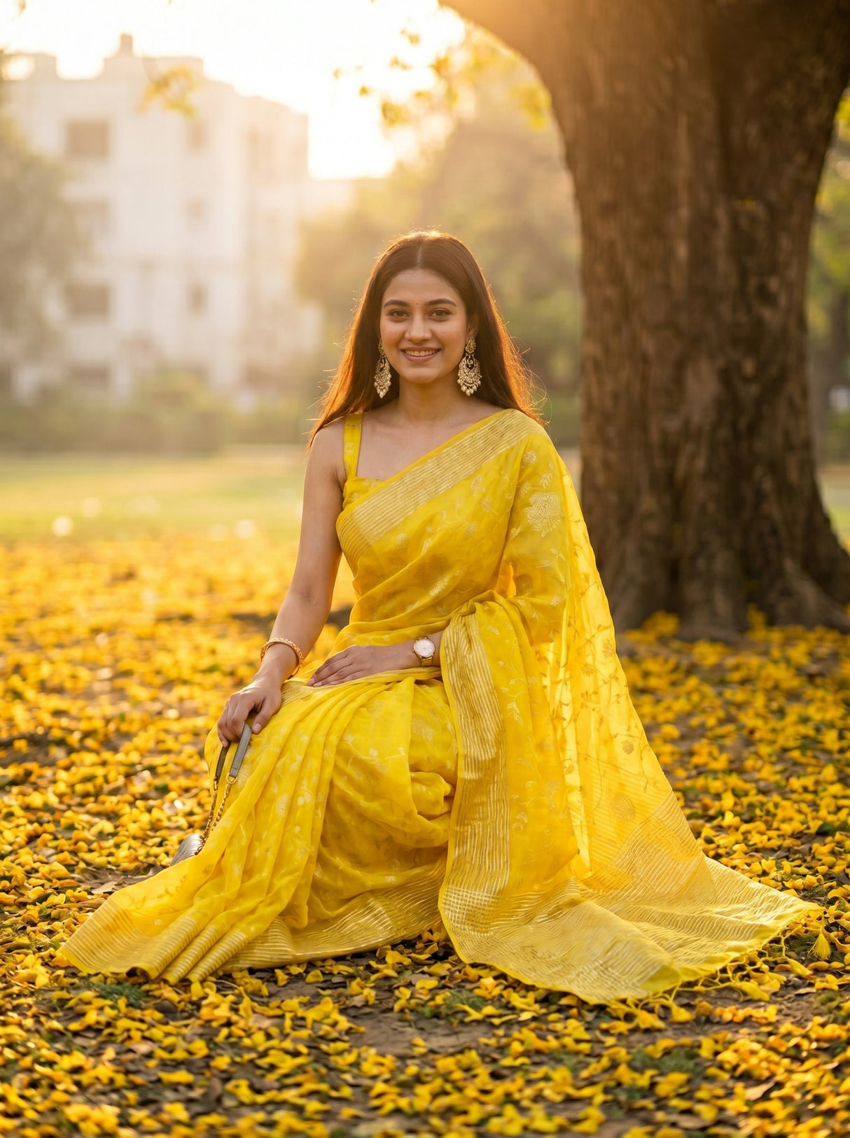 MIMOSA Yellow Saree Saree — pose 8 styling detail