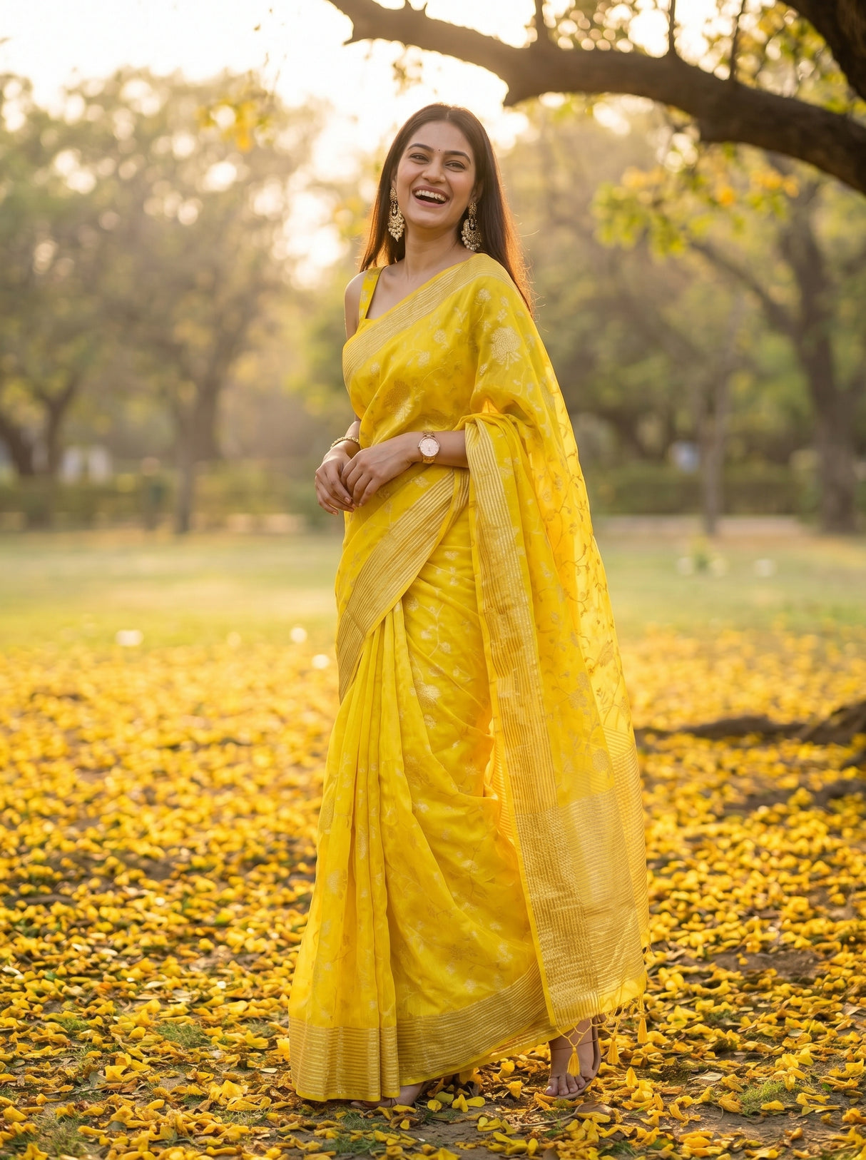 MIMOSA Yellow Saree Saree — pose 9 styling detail