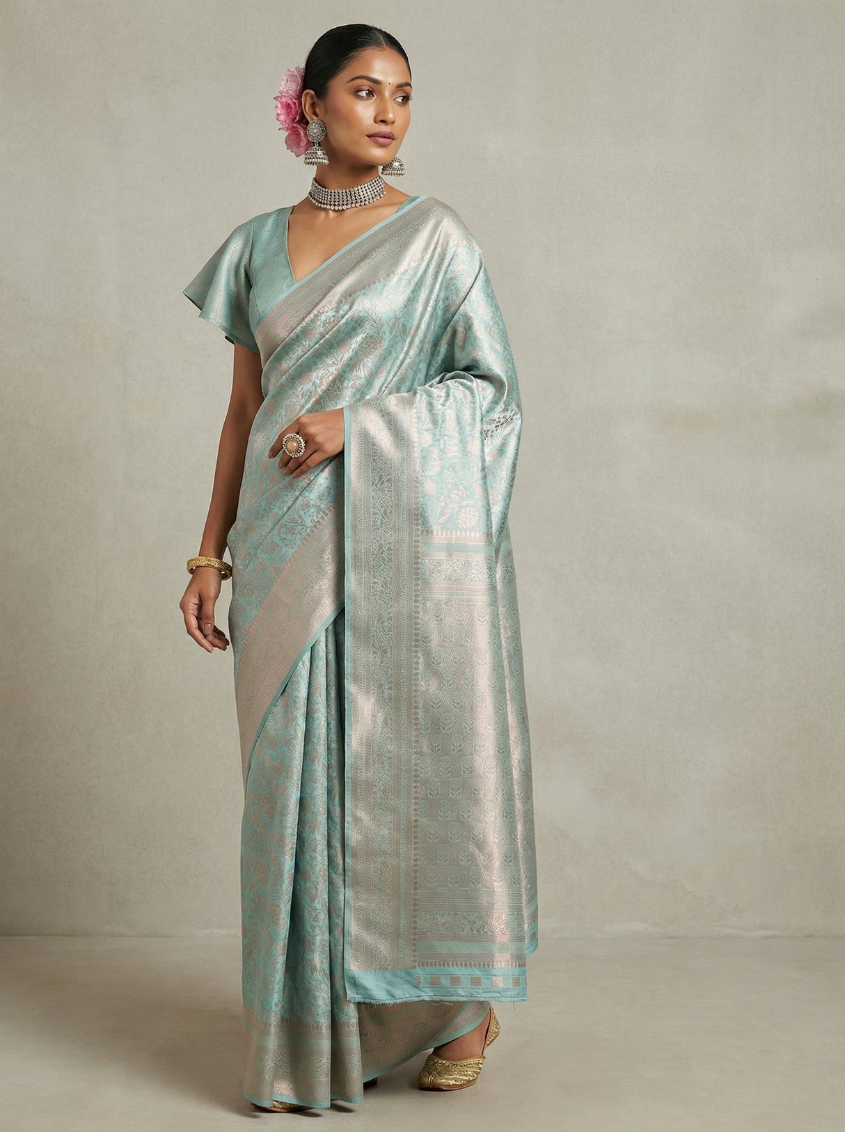 MIMOSA Ananda Kanjivaram Art Silk Saree β Full View on Mannequin