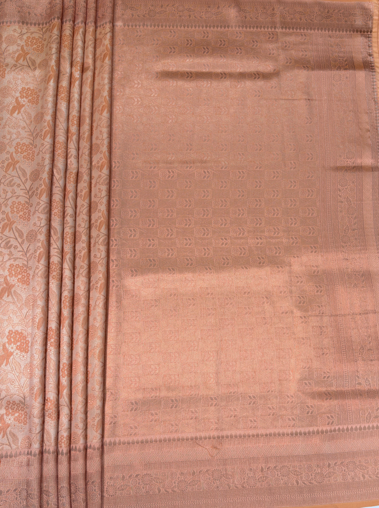MIMOSA Peach Kanjivaram Art Silk Saree β pallu and zari work detail