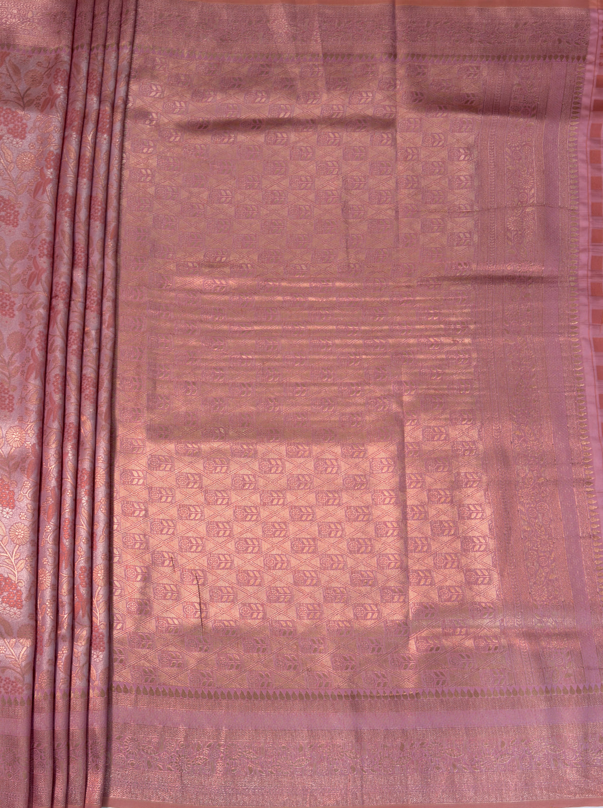 MIMOSA Pink Kanjivaram Art Silk Saree β pallu and zari work detail