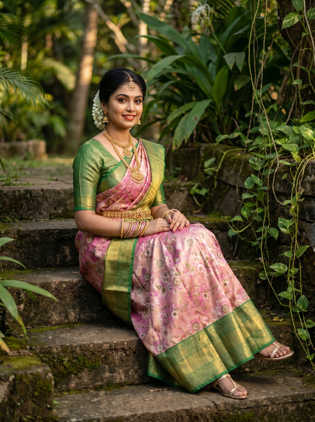 MIMOSA Gajari Kanjivaram Art Silk Saree β pose 4 styling detail