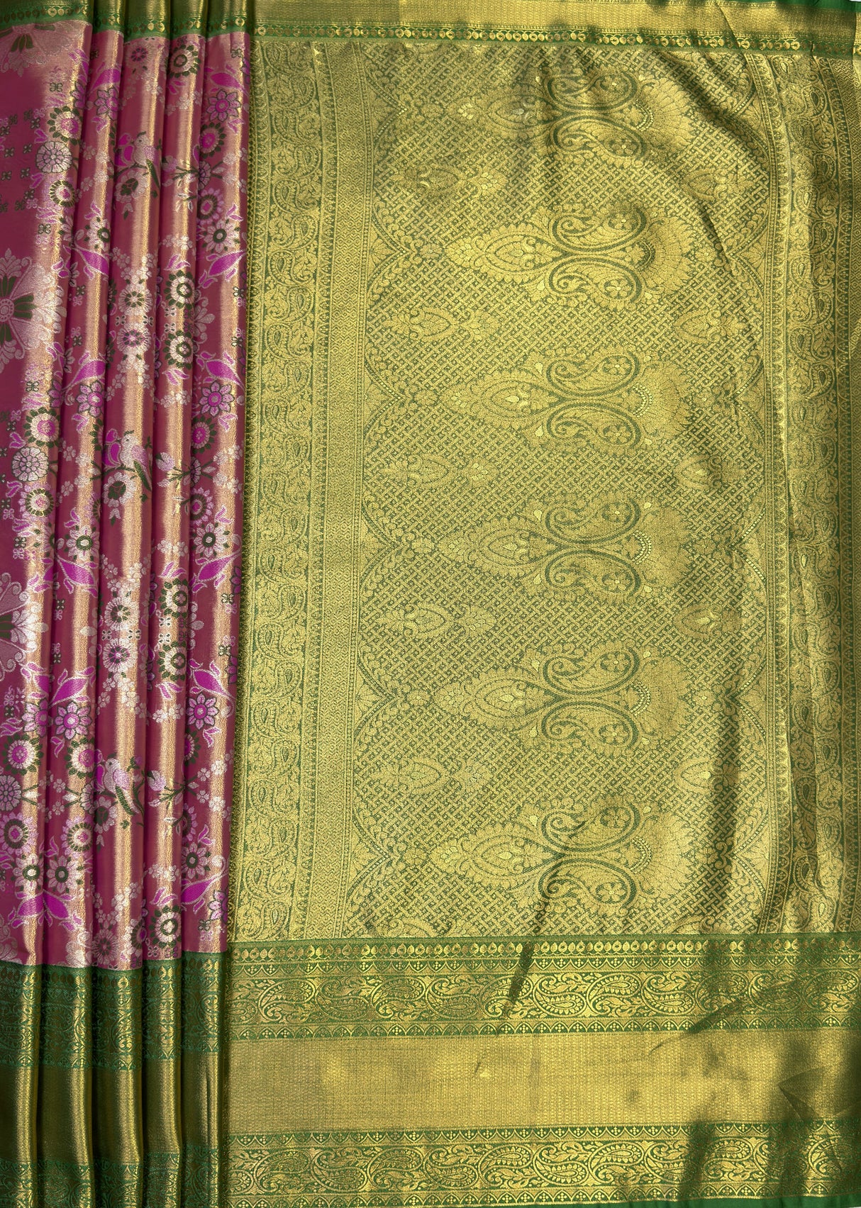 MIMOSA Gajari Kanjivaram Art Silk Saree β pallu and zari work detail