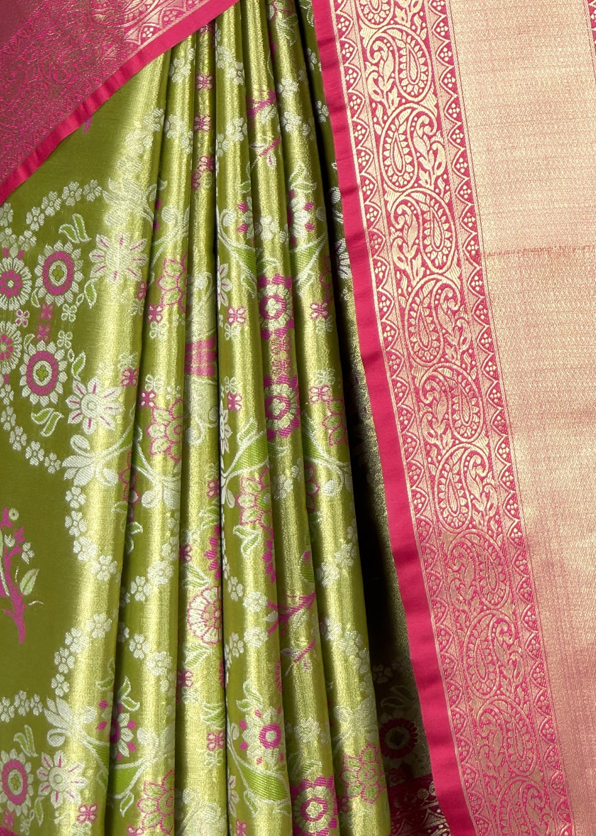 MIMOSA Green Kanjivaram Art Silk Saree β fleets shot full lifestyle