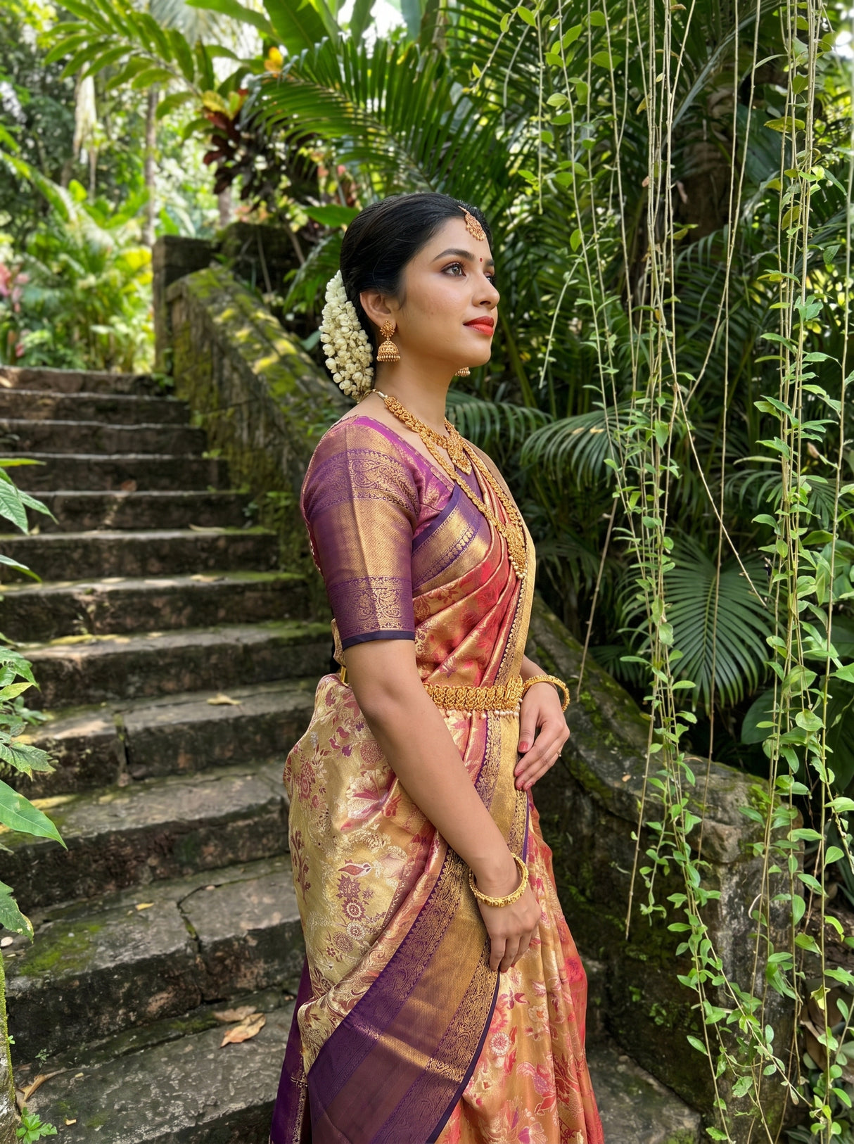 MIMOSA Maroon Kanjivaram Art Silk Saree β Full View on Model