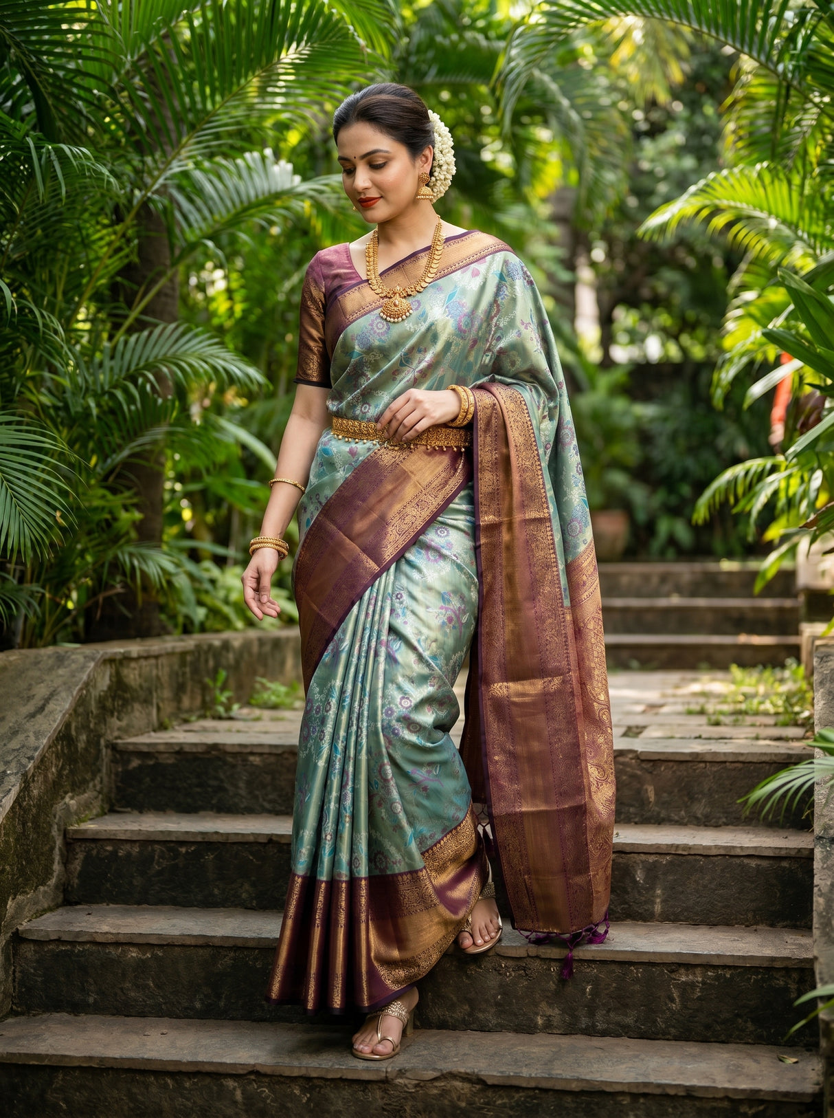 MIMOSA Saffire Kanjivaram Art Silk Saree β Full View on Model
