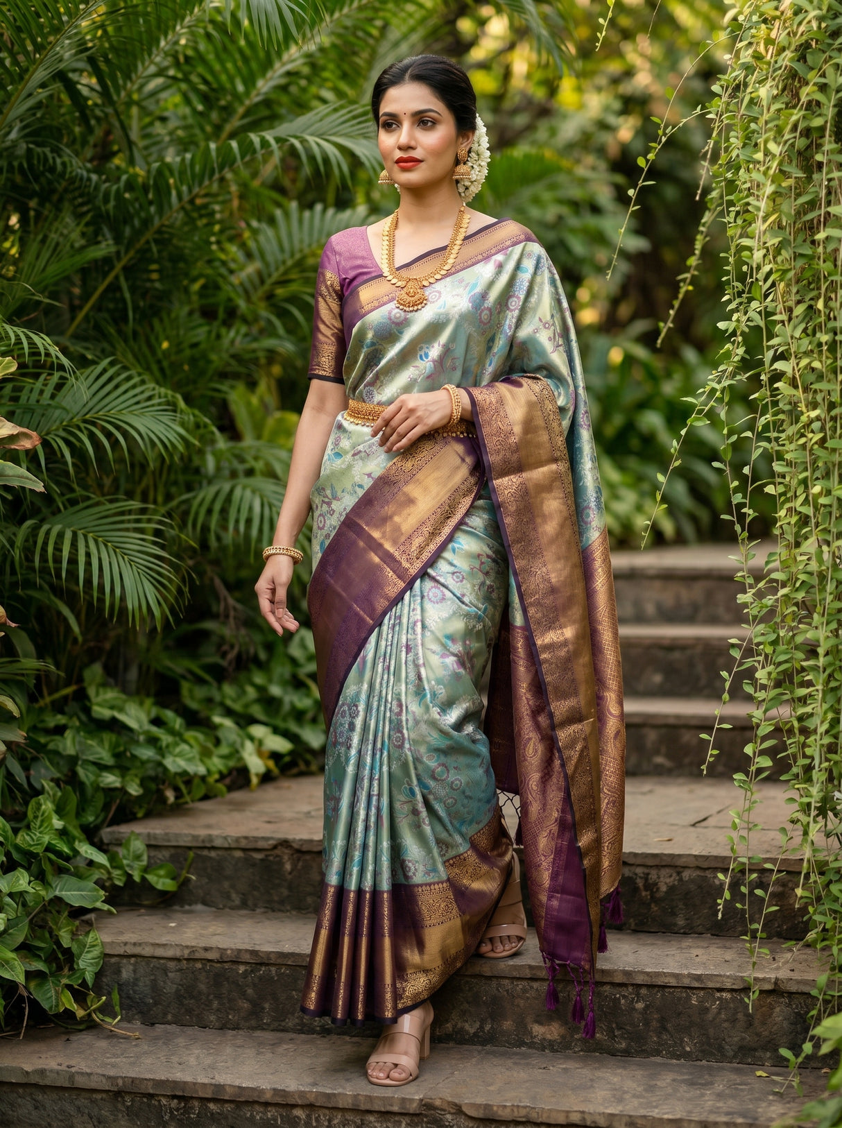 MIMOSA Saffire Kanjivaram Art Silk Saree β pose 6 styling detail