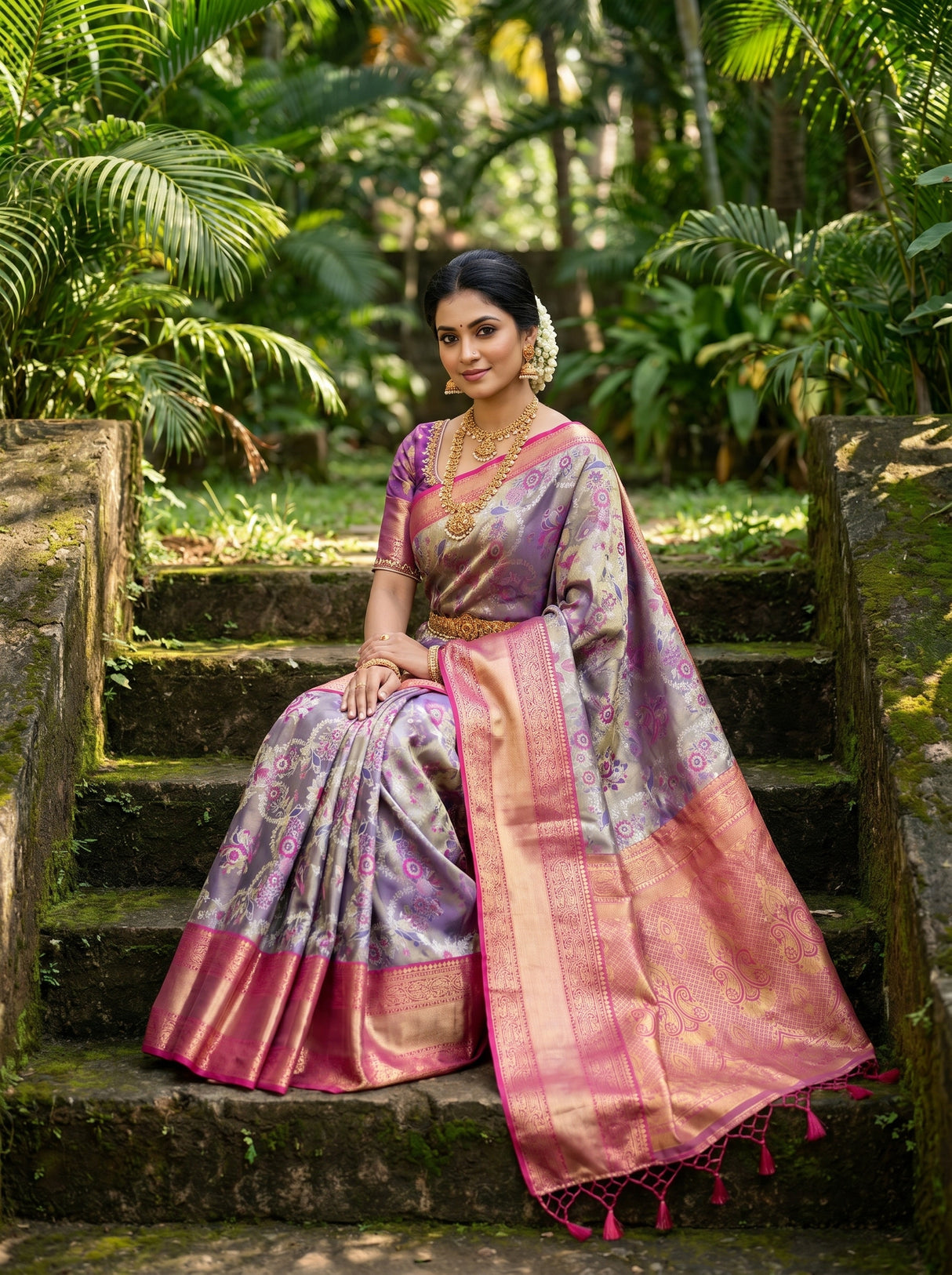 MIMOSA Violet Kanjivaram Art Silk Saree β pose 7 styling detail