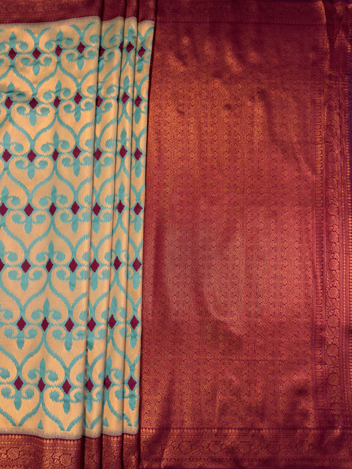 MIMOSA Chiku Saree Saree — pallu and zari work detail