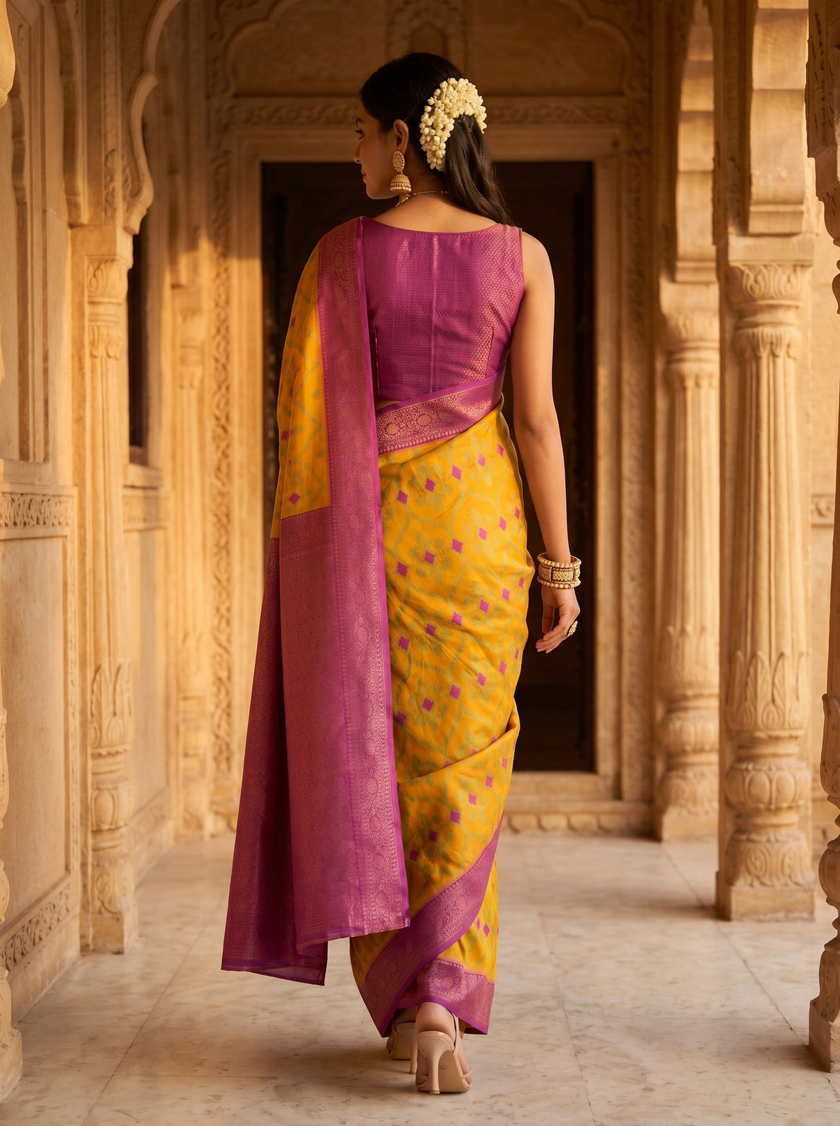 MIMOSA Gold Saree Saree — pose 2 styling detail