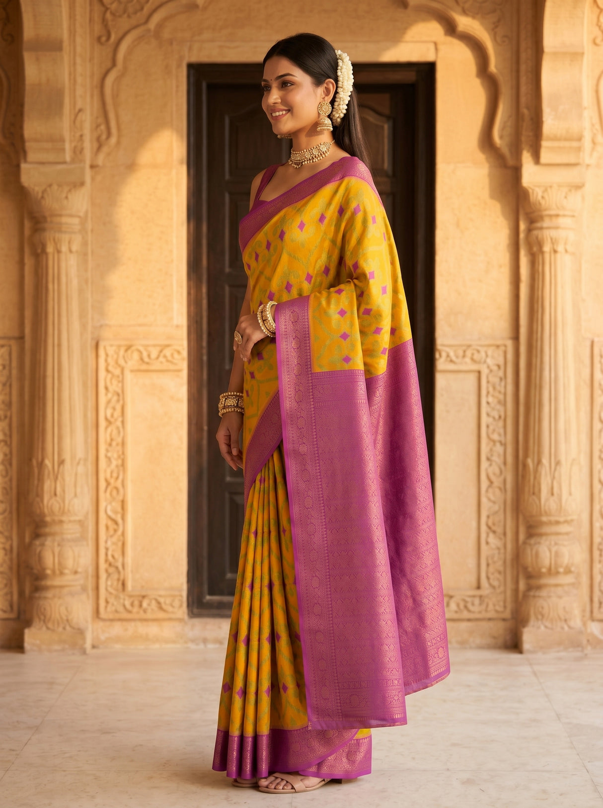 MIMOSA Gold Saree Saree — pose 3 styling detail