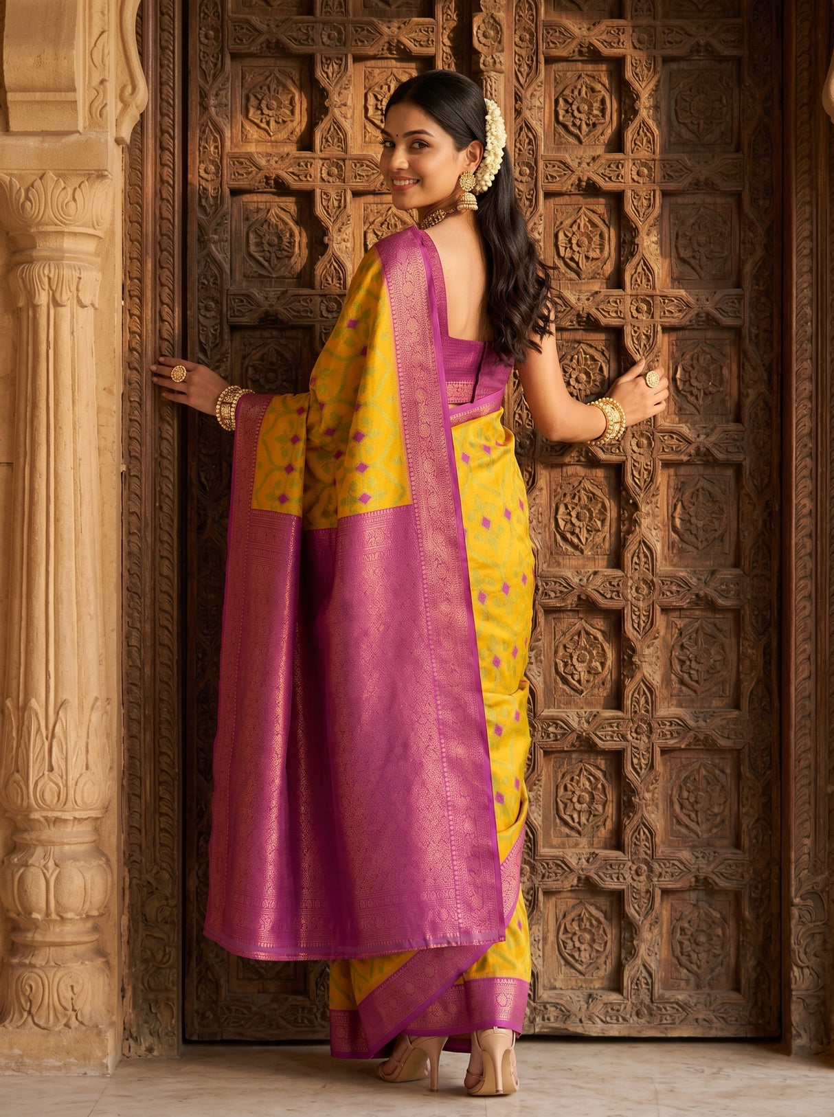 MIMOSA Gold Saree Saree — pose 7 styling detail