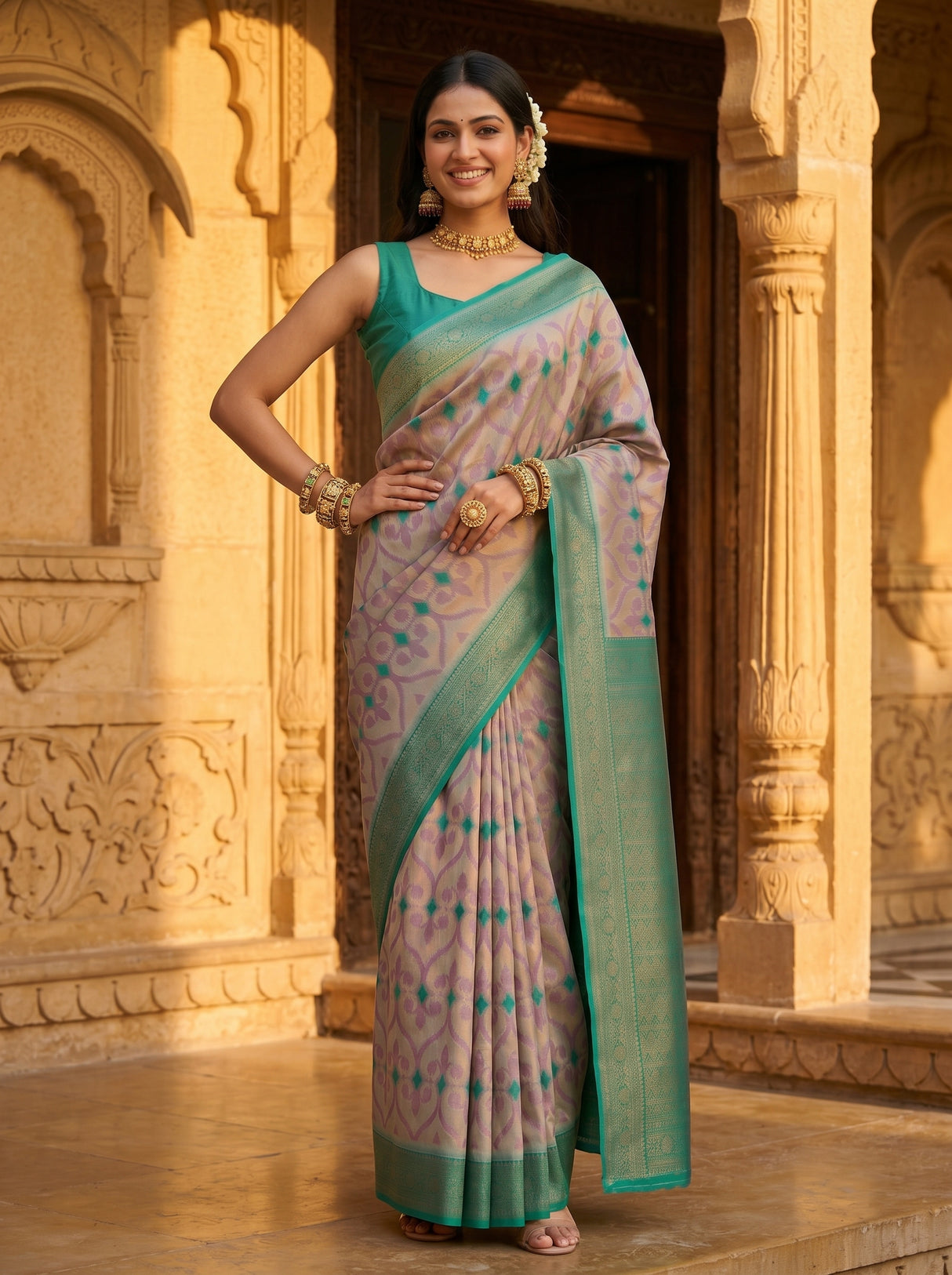 MIMOSA Grey Saree Saree — pose 4 styling detail