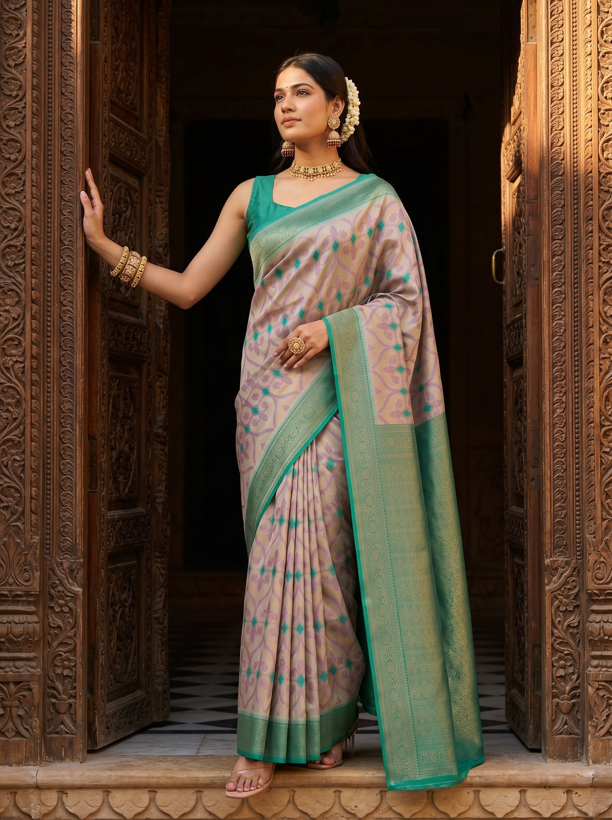MIMOSA Grey Saree Saree — pose 5 styling detail