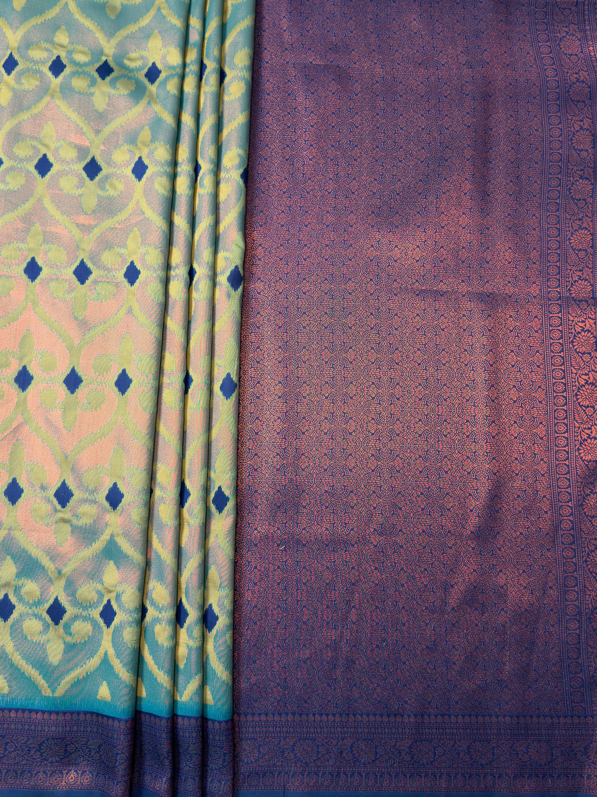 MIMOSA Rama Saree Saree — pallu and zari work detail