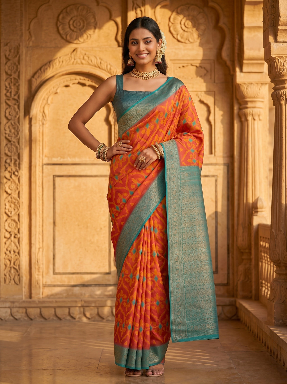 MIMOSA Strawberry Saree Saree — pose 4 styling detail