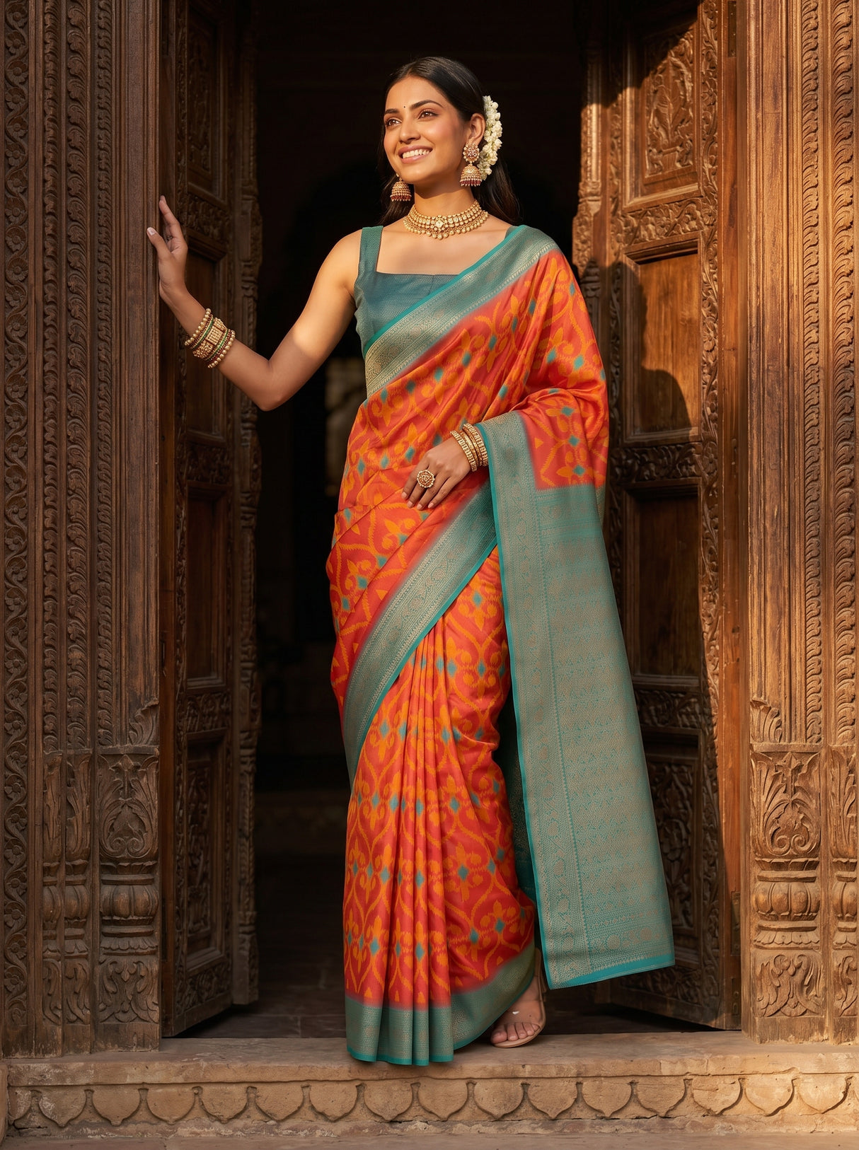 MIMOSA Strawberry Saree Saree — pose 5 styling detail