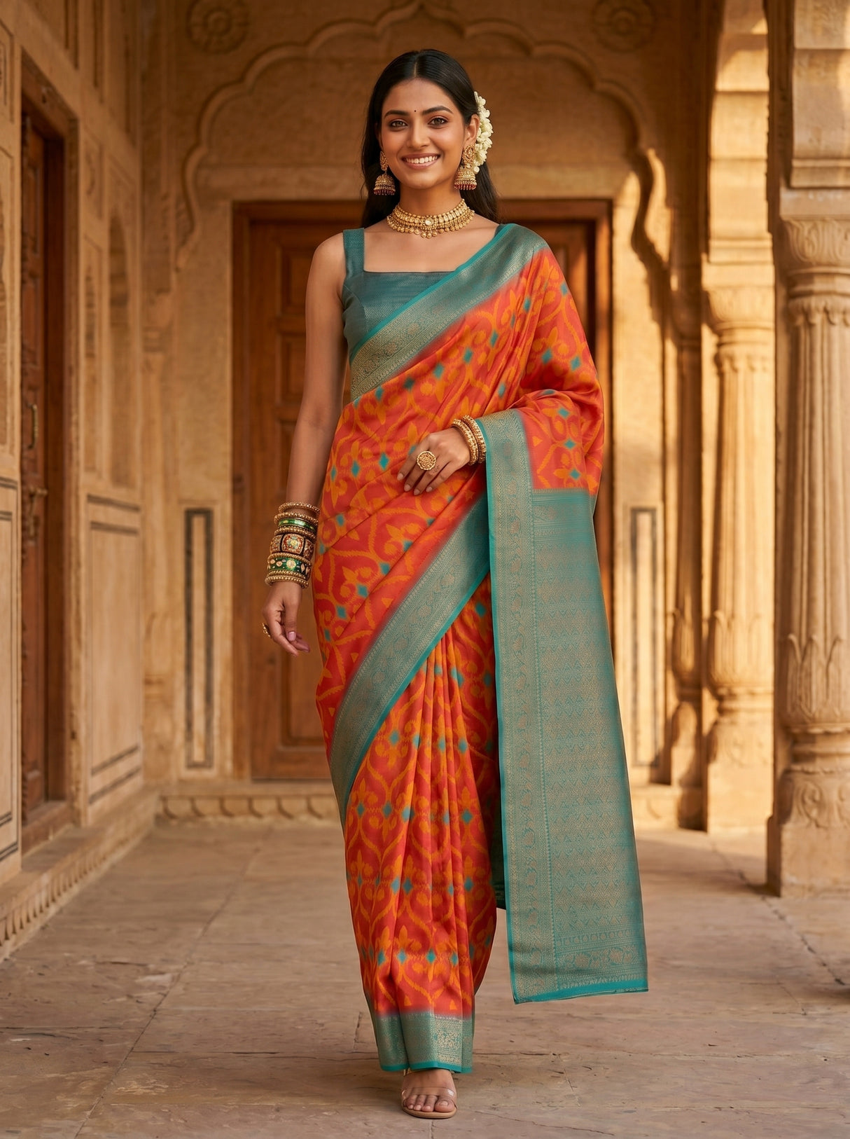 MIMOSA Strawberry Saree Saree — pose 6 styling detail
