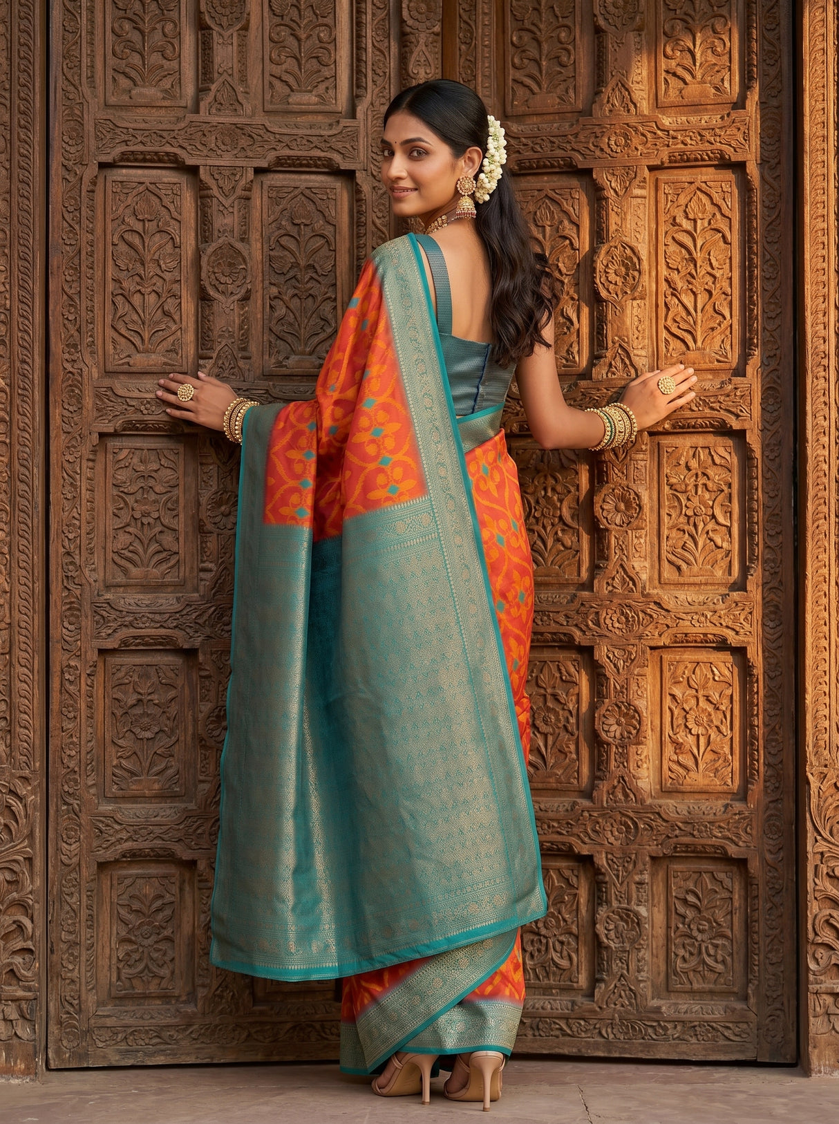 MIMOSA Strawberry Saree Saree — pose 7 styling detail