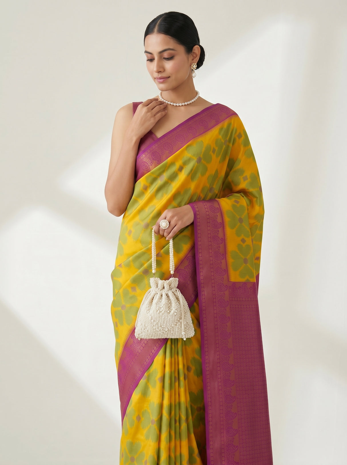 MIMOSA Gold Saree Saree — pose 10 styling detail