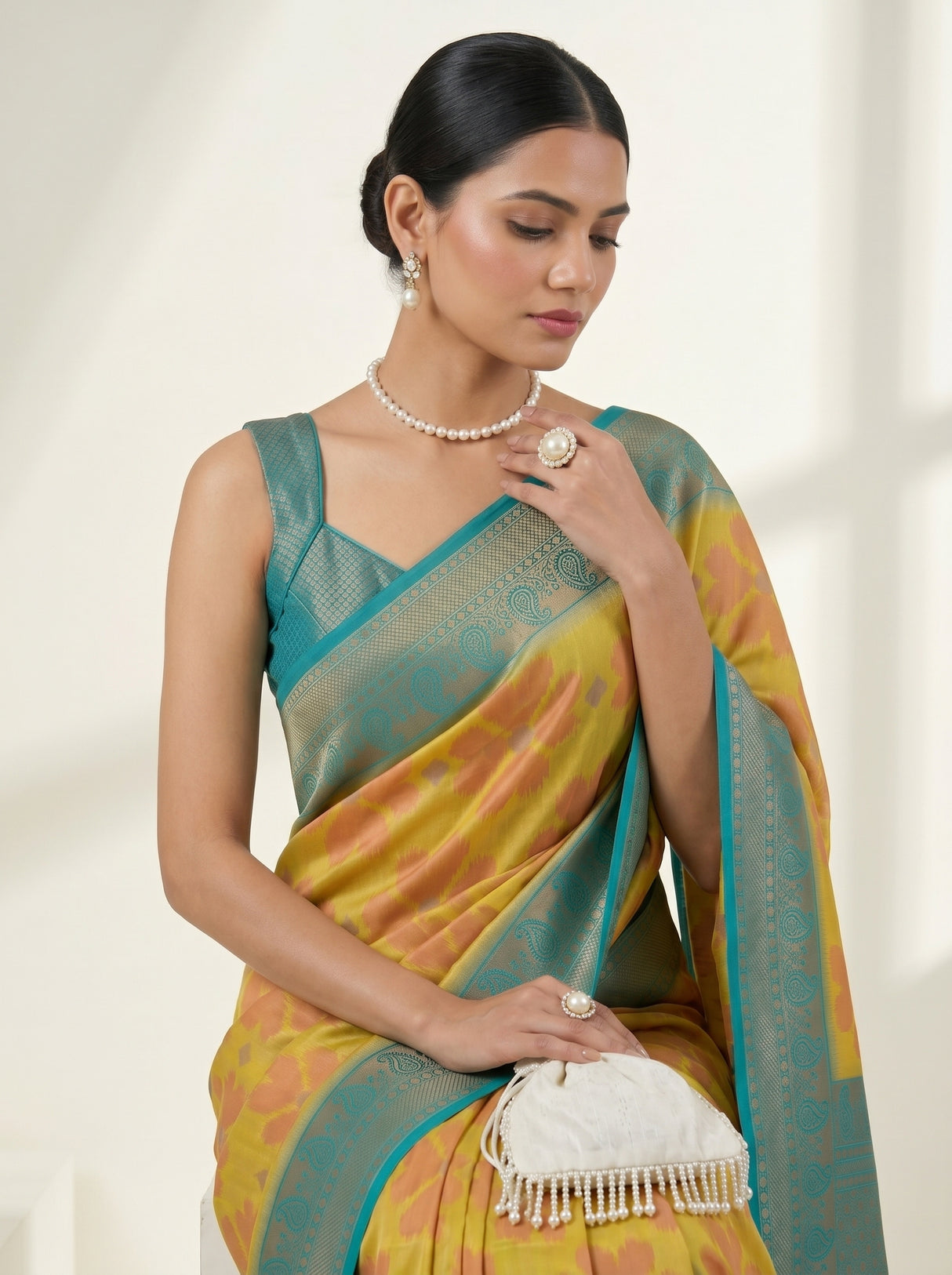 MIMOSA Olive Saree Saree — pose 10 styling detail