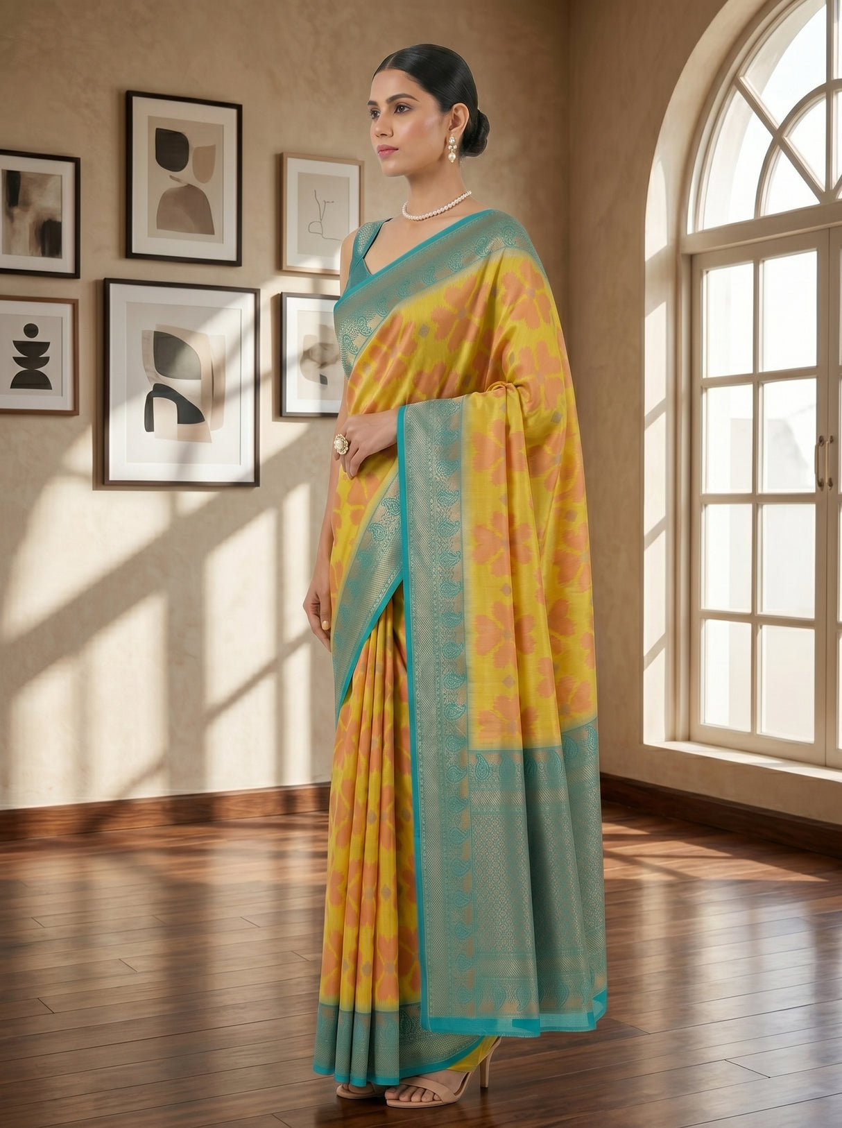 MIMOSA Olive Saree Saree — pose 3 styling detail