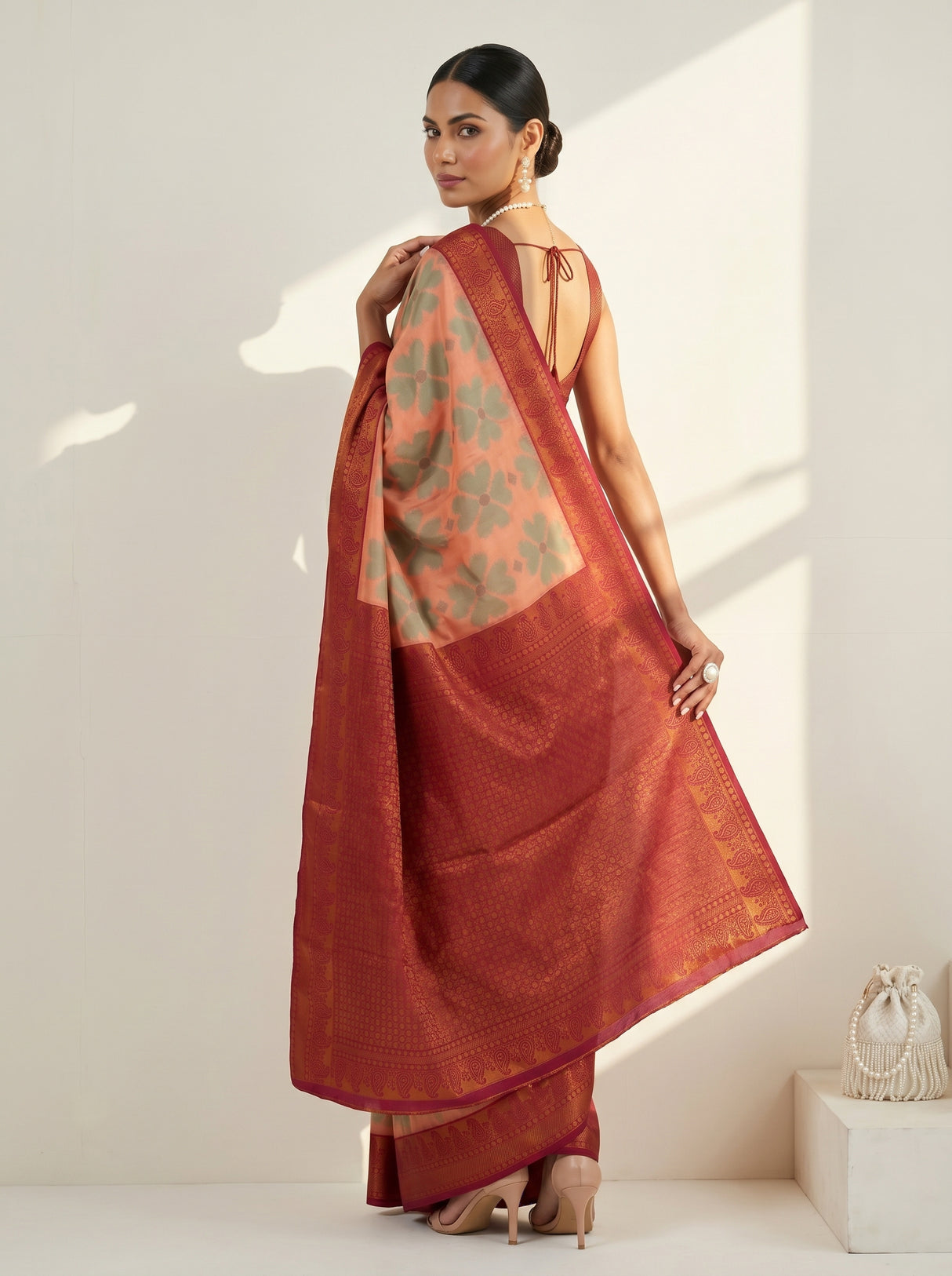MIMOSA Peach Saree Saree — pose 7 styling detail