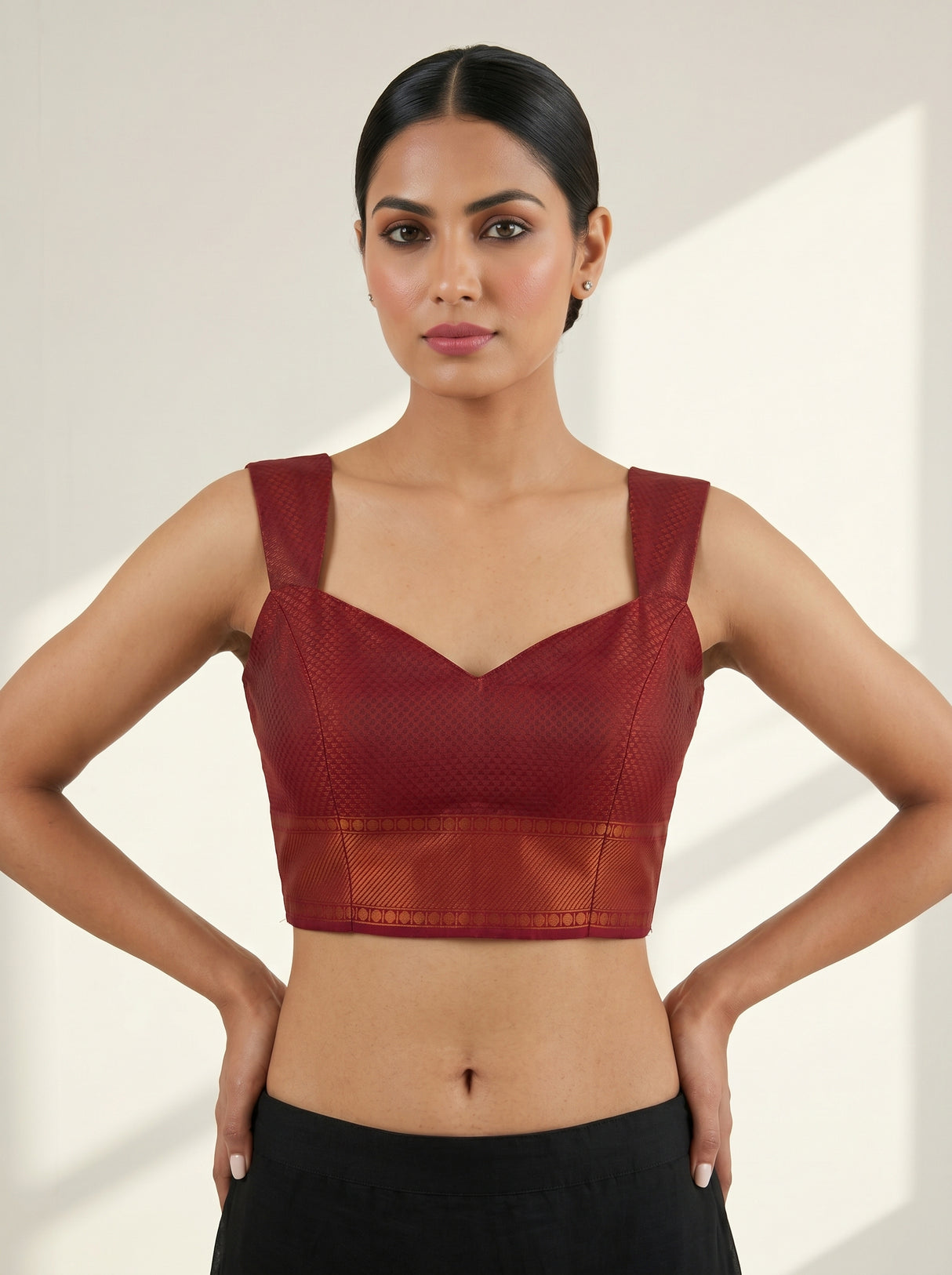 MIMOSA Peach Saree Saree — blouse close-up