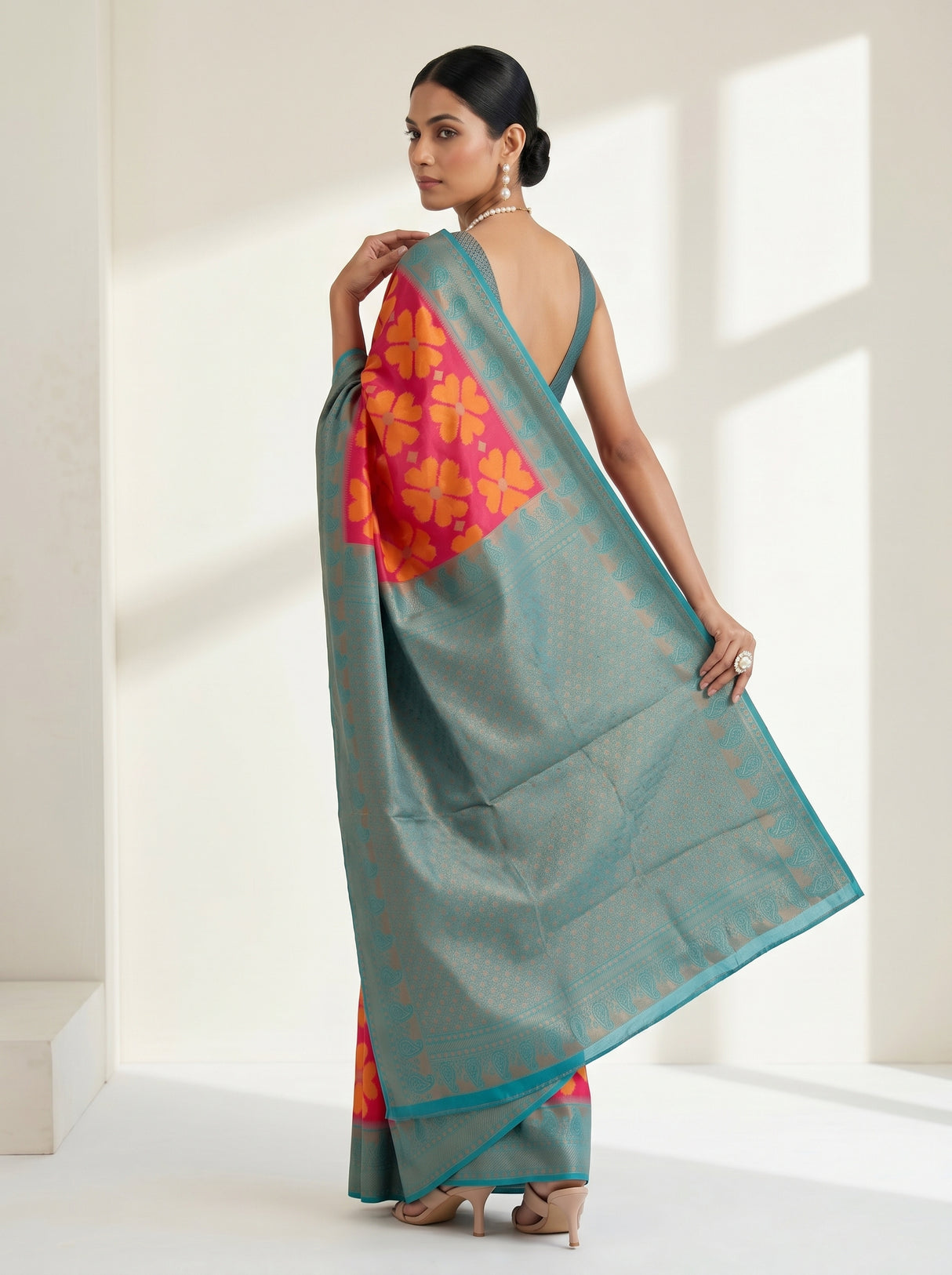 MIMOSA Strawberry Saree Saree — pose 7 styling detail