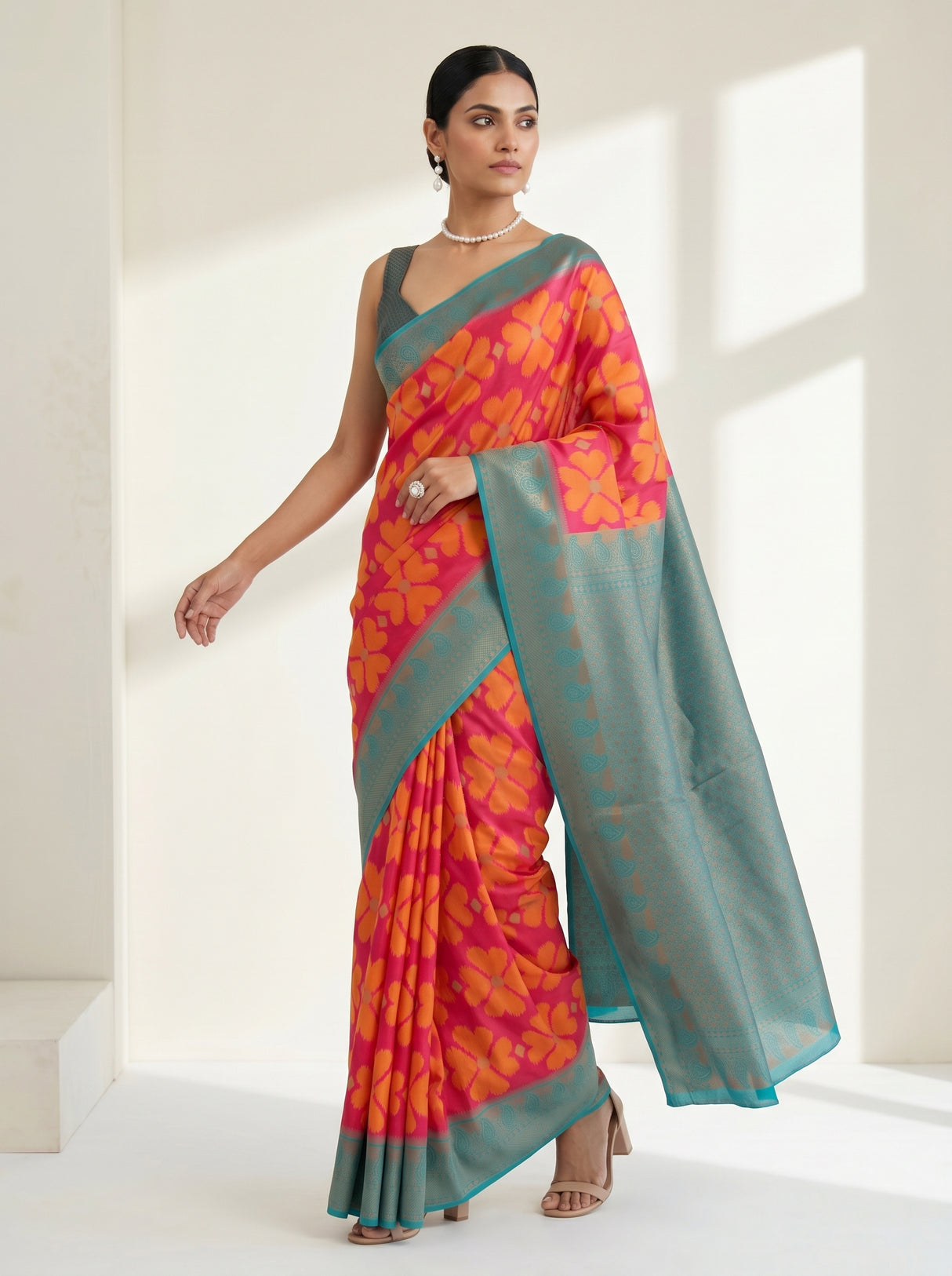 MIMOSA Strawberry Saree Saree — pose 9 styling detail