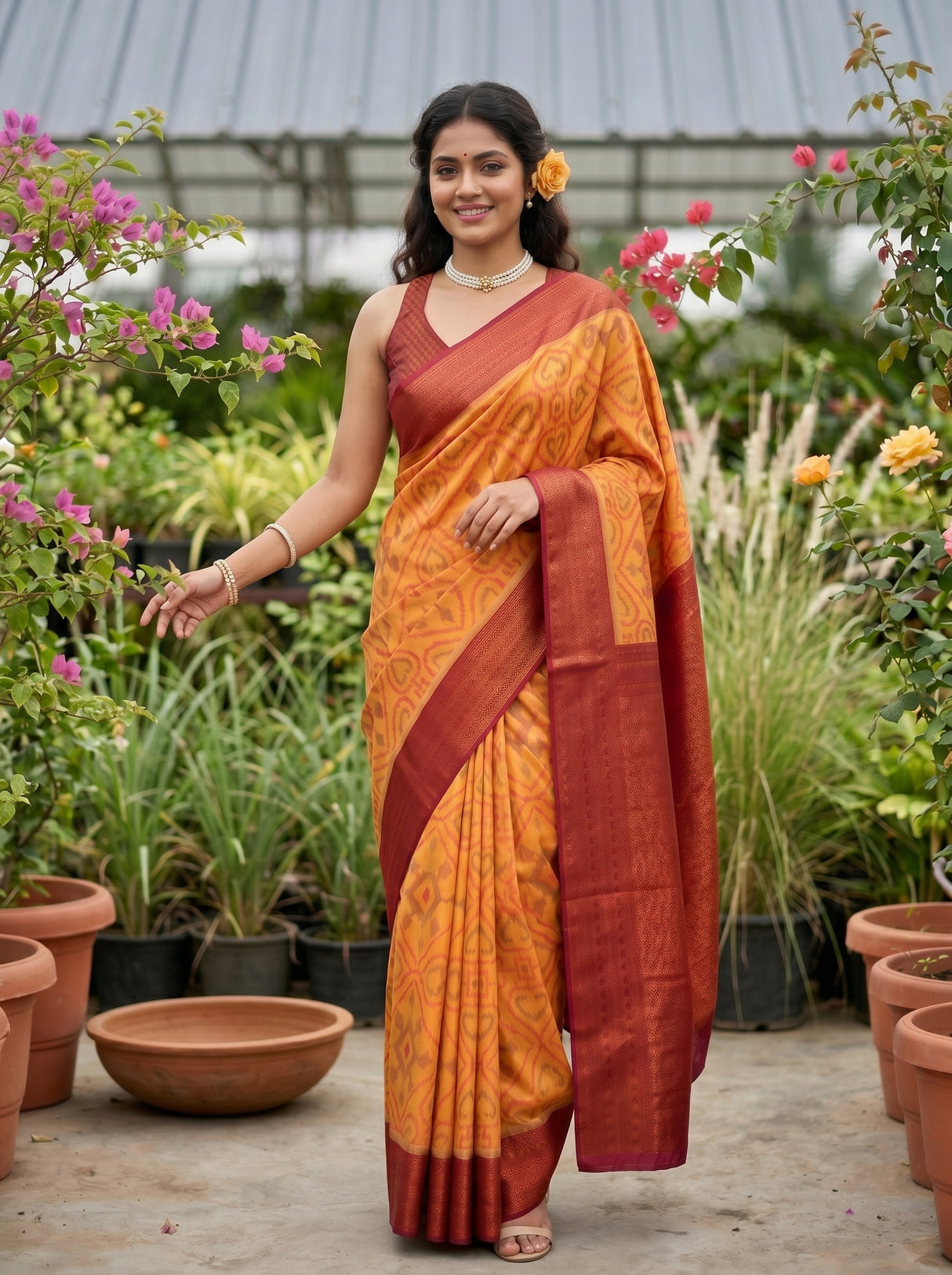 MIMOSA Chiku Saree Saree — pose 5 styling detail