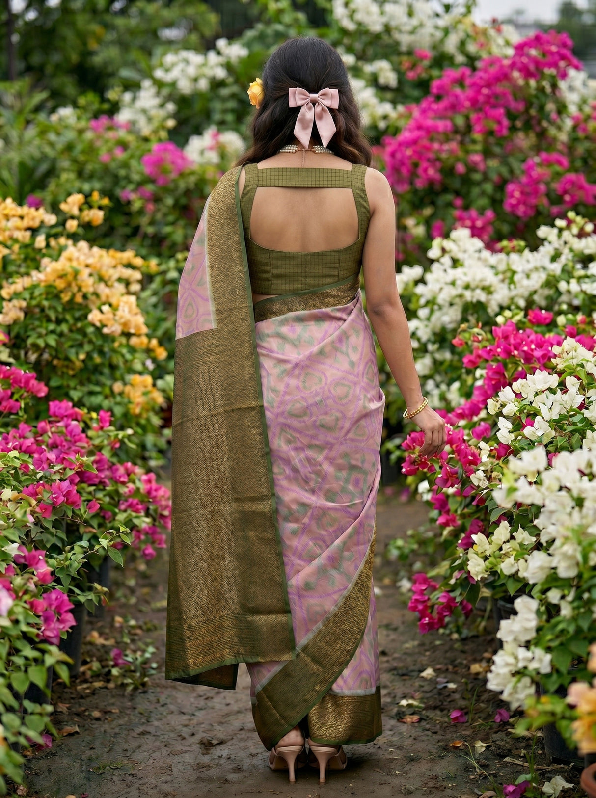 MIMOSA Grey Saree Saree — pose 2 styling detail