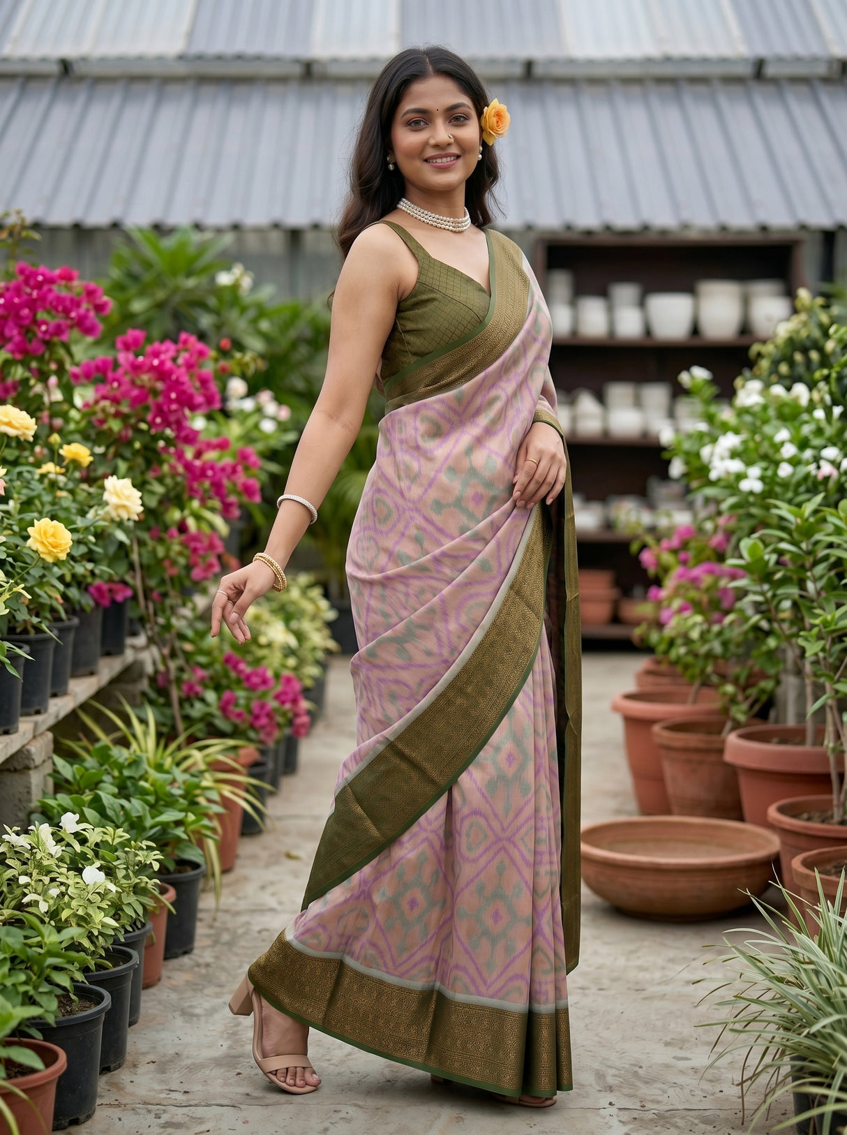 MIMOSA Grey Saree Saree — pose 5 styling detail