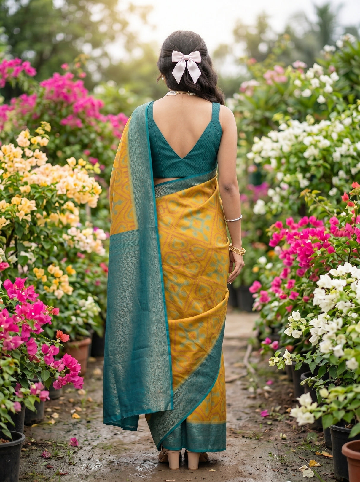 MIMOSA Olive Saree Saree — pose 2 styling detail