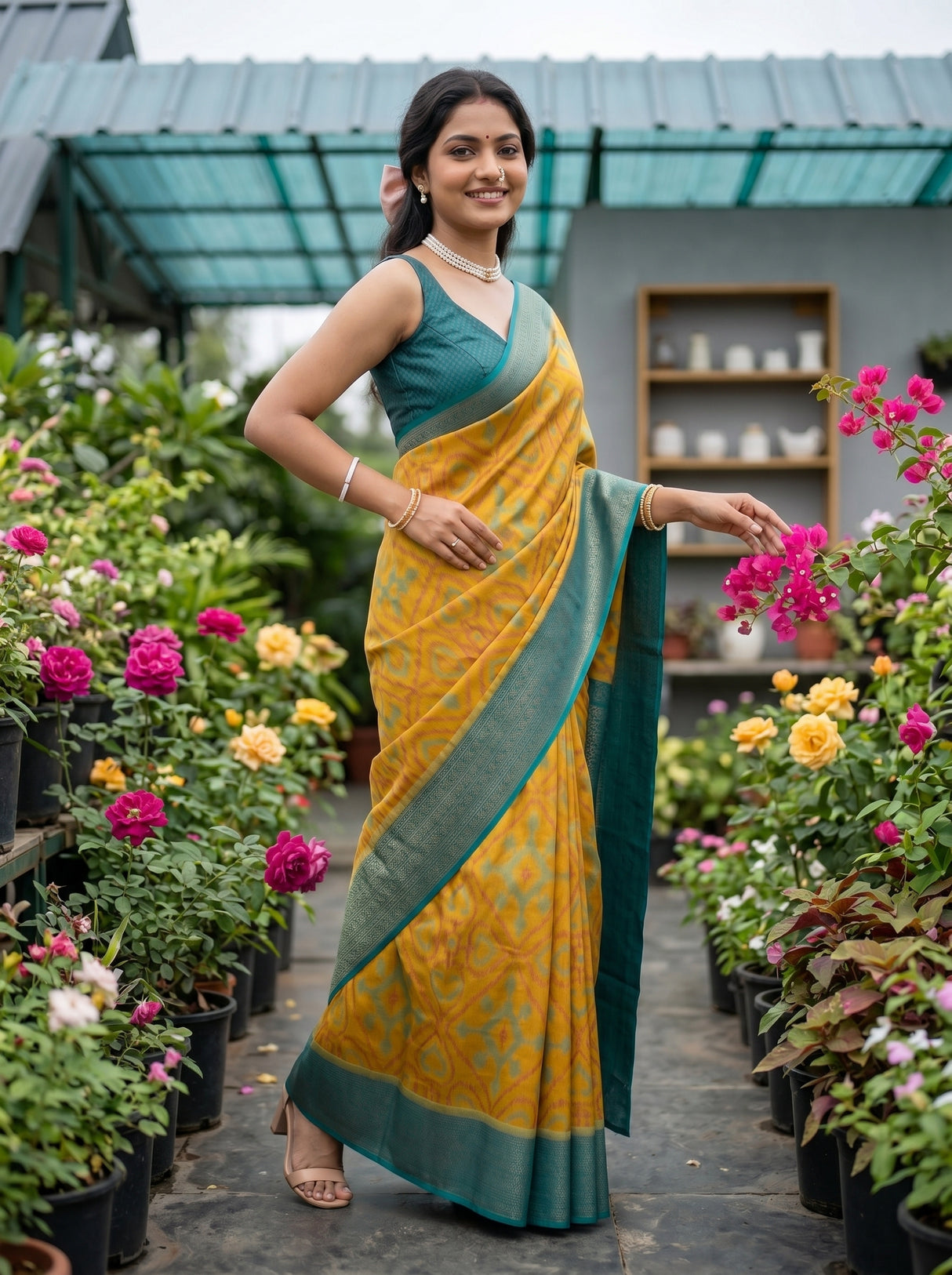 MIMOSA Olive Saree Saree — pose 5 styling detail