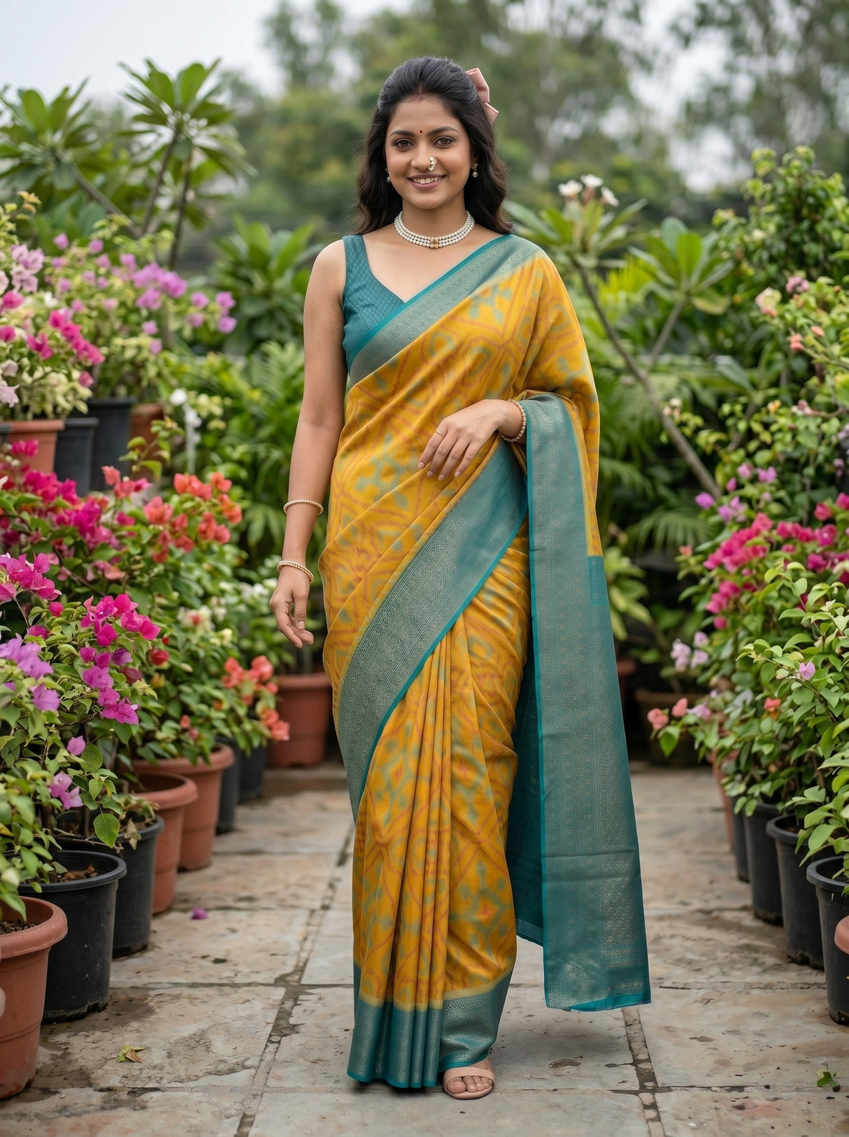 MIMOSA Olive Saree Saree — pose 6 styling detail