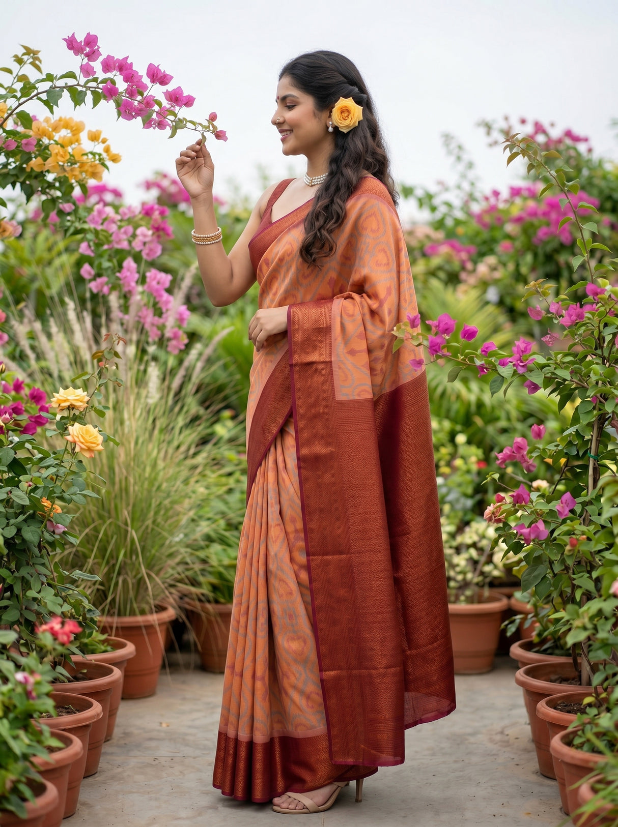 MIMOSA Peach Saree Saree — pose 3 styling detail