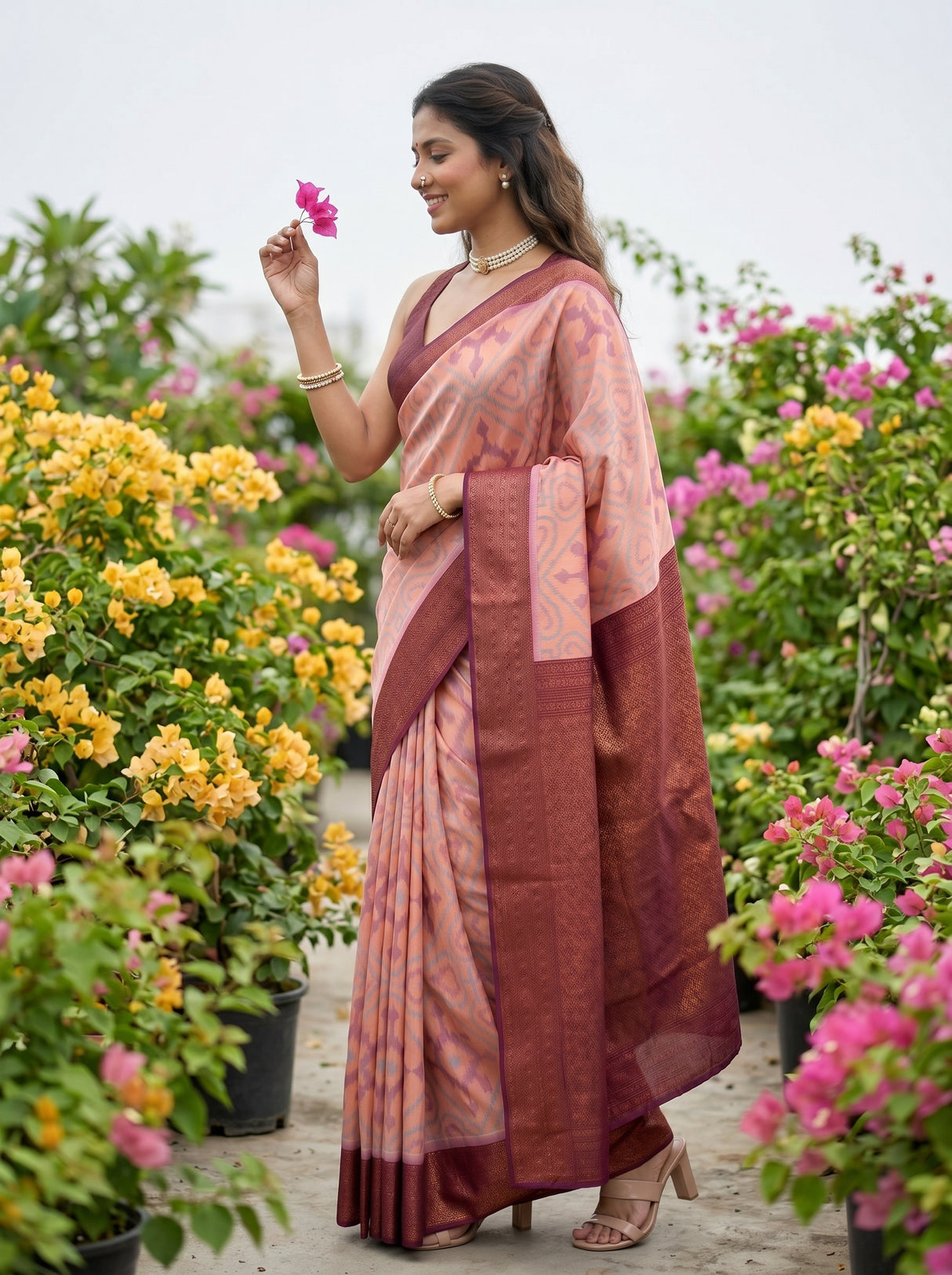 MIMOSA Pink Saree Saree — pose 3 styling detail
