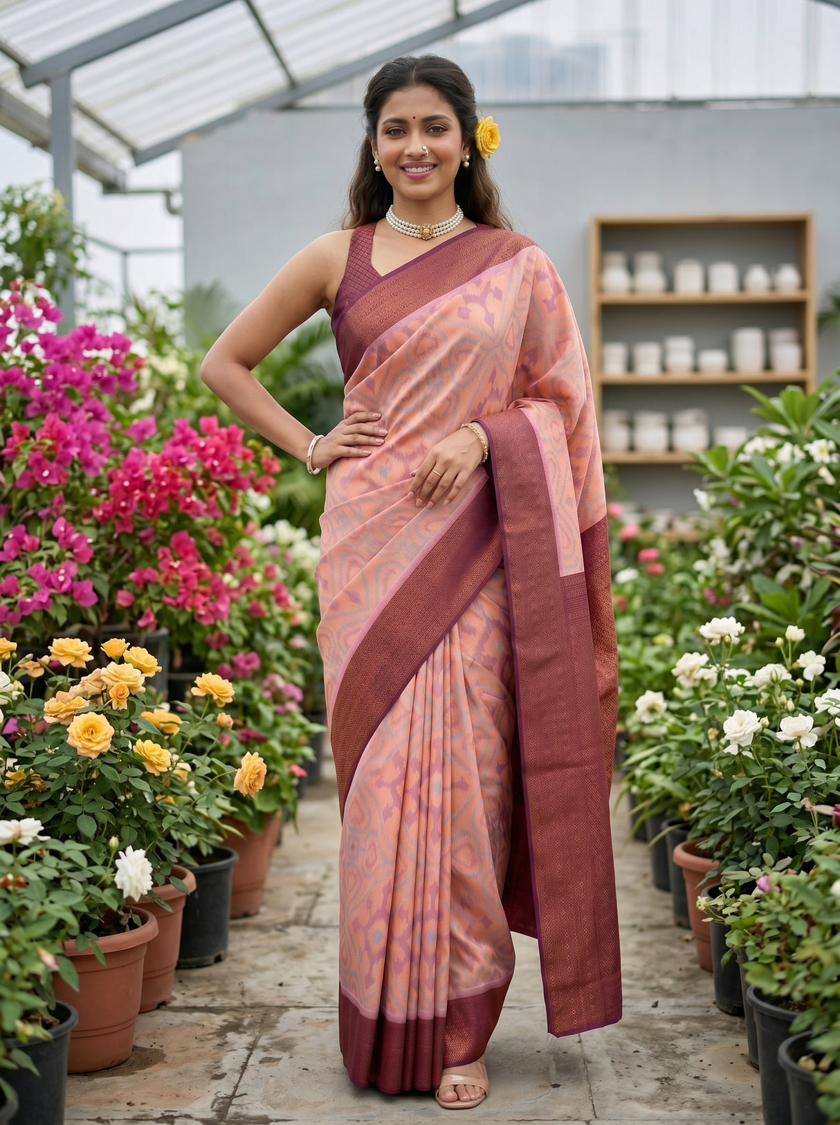 MIMOSA Pink Saree Saree — pose 4 styling detail