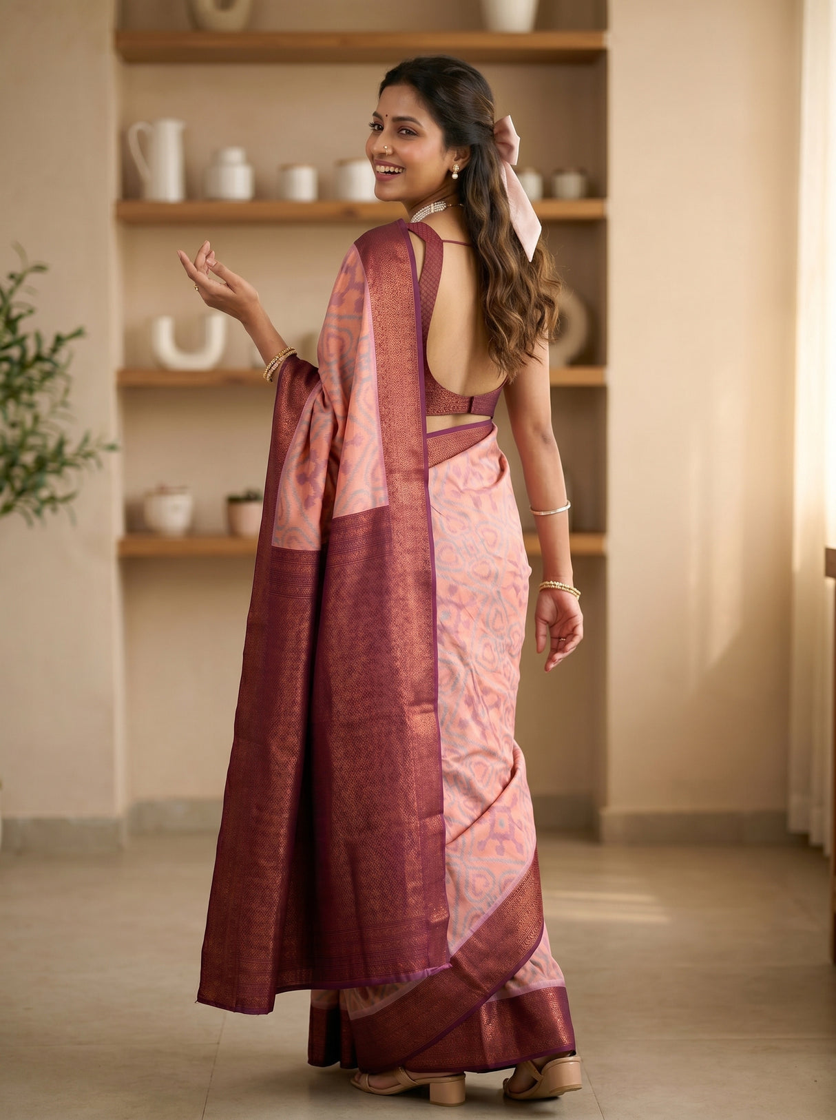 MIMOSA Pink Saree Saree — pose 7 styling detail