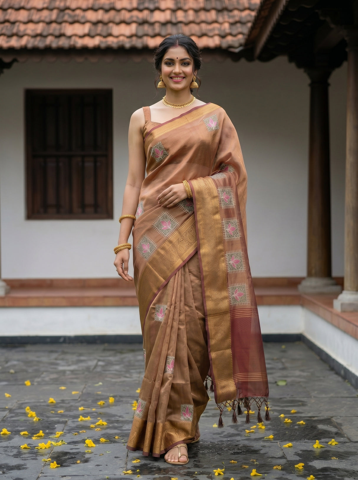 MIMOSA Chocolate Saree Saree — pose 6 styling detail