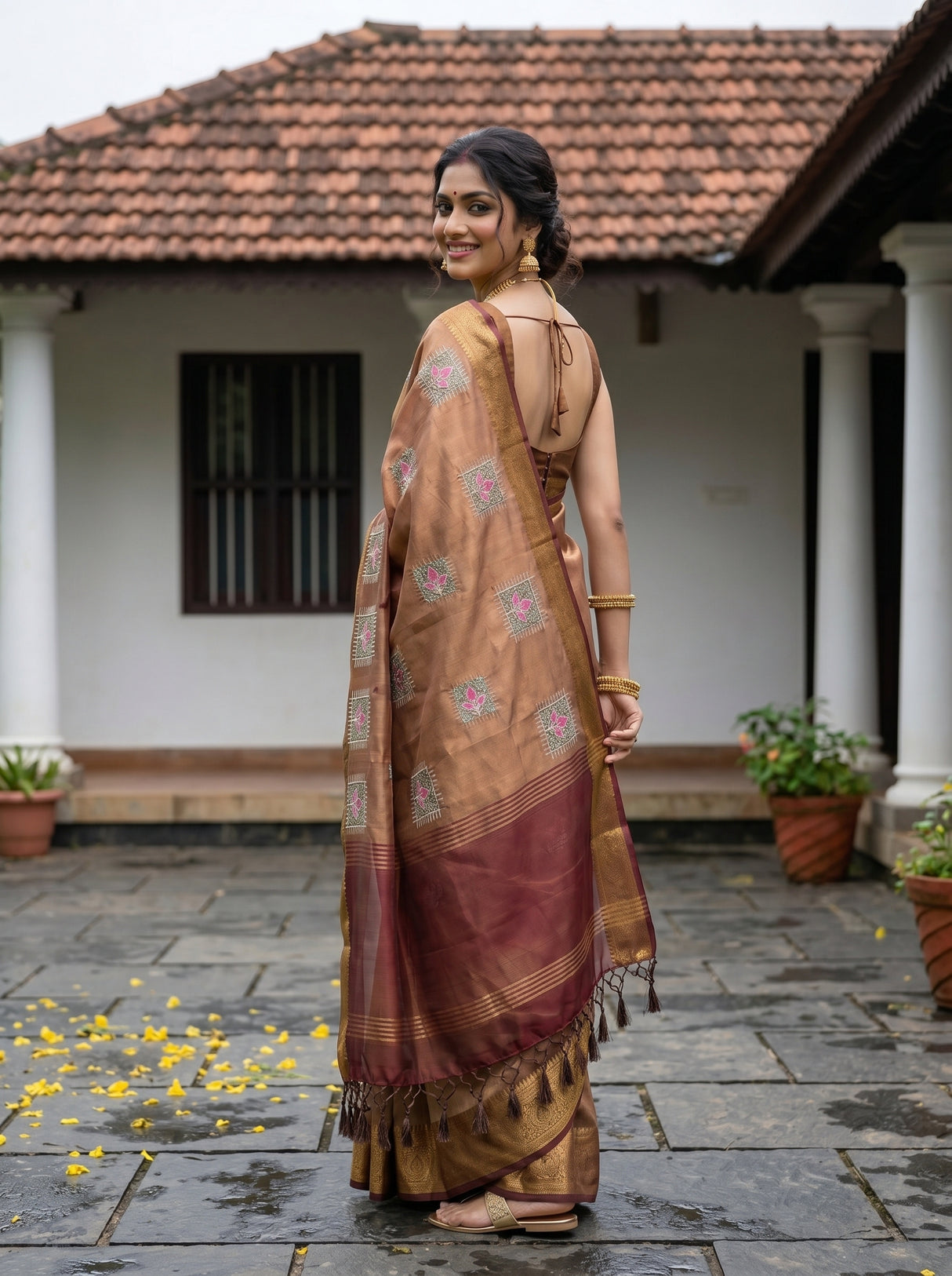 MIMOSA Chocolate Saree Saree — pose 7 styling detail