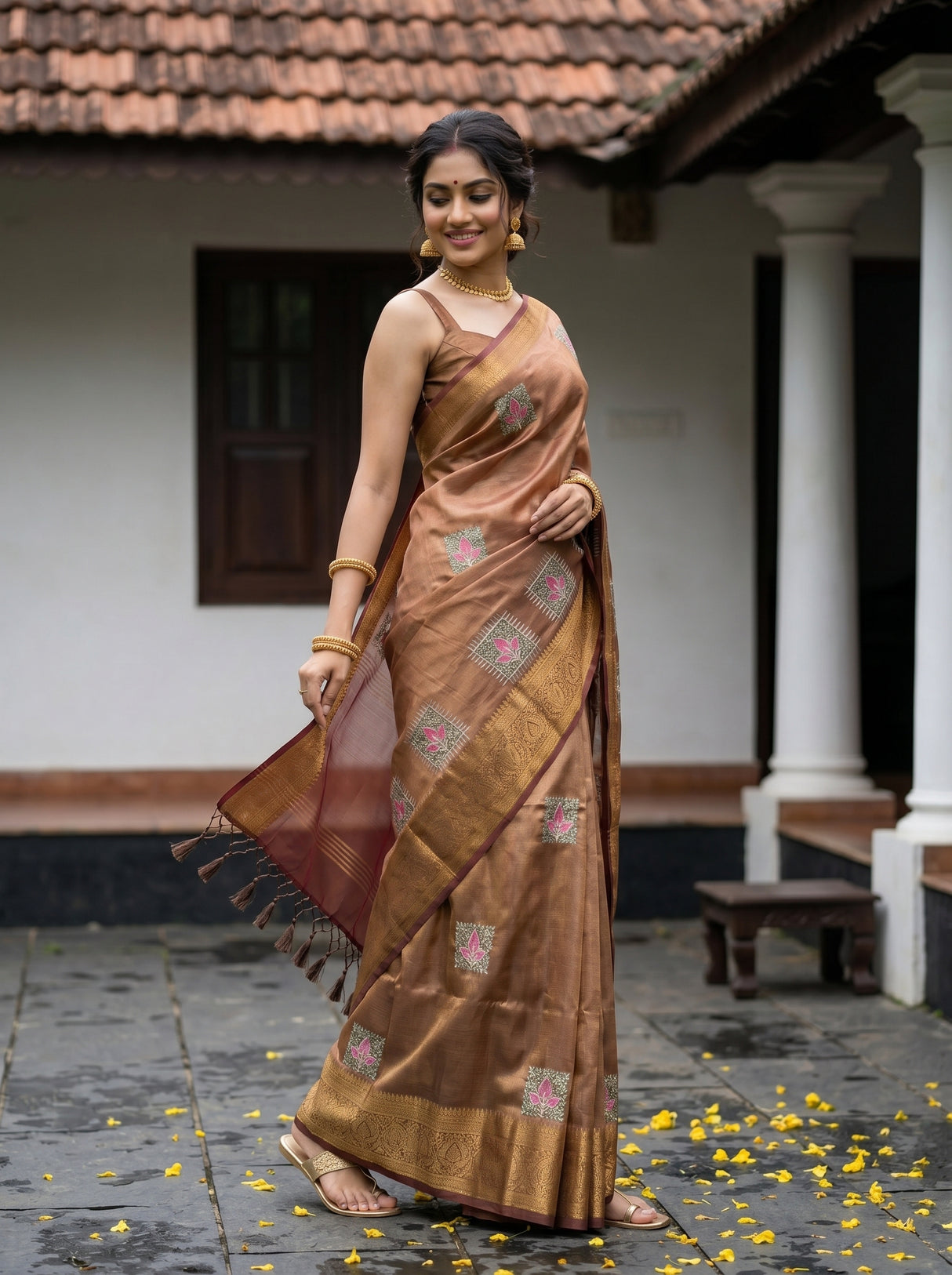 MIMOSA Chocolate Saree Saree — pose 9 styling detail