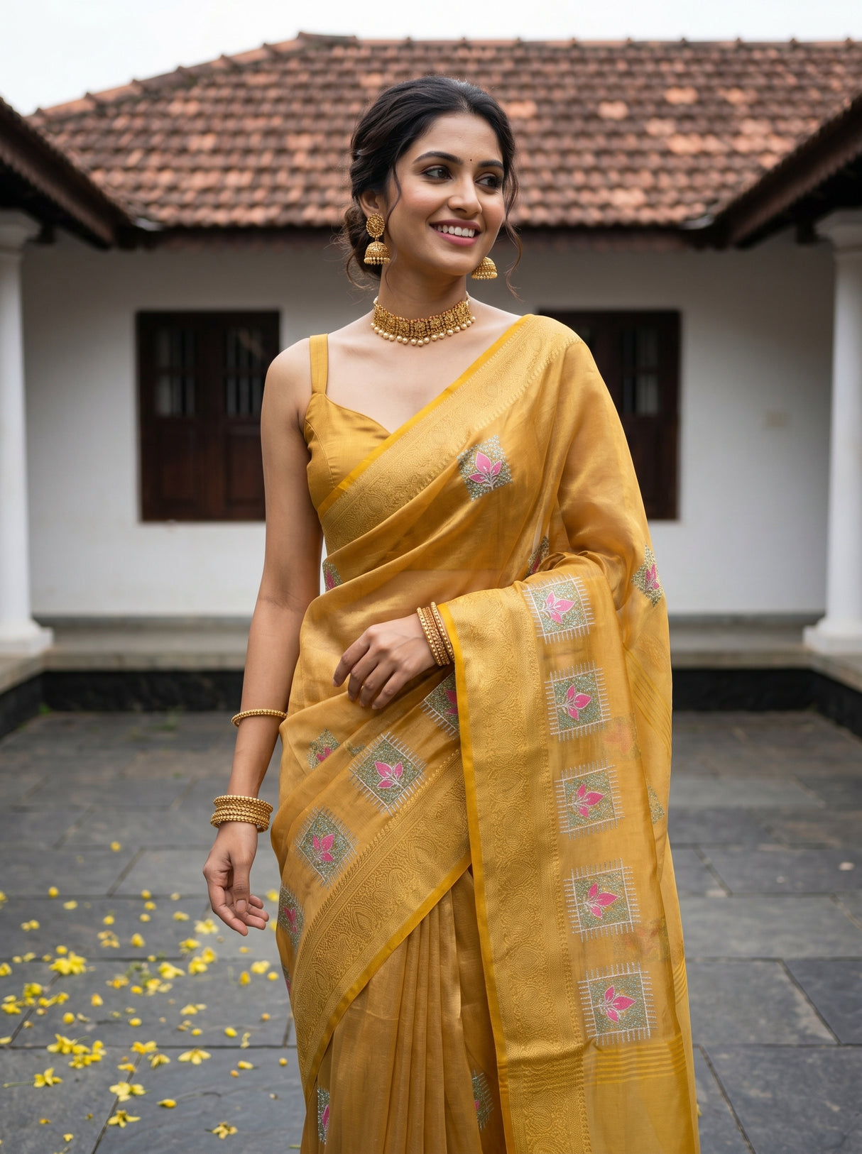 MIMOSA Gold Saree Saree — pose 10 styling detail