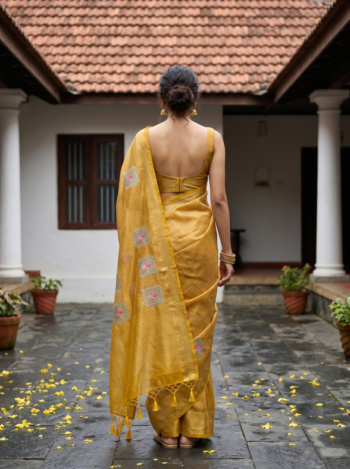 MIMOSA Gold Saree Saree — pose 2 styling detail